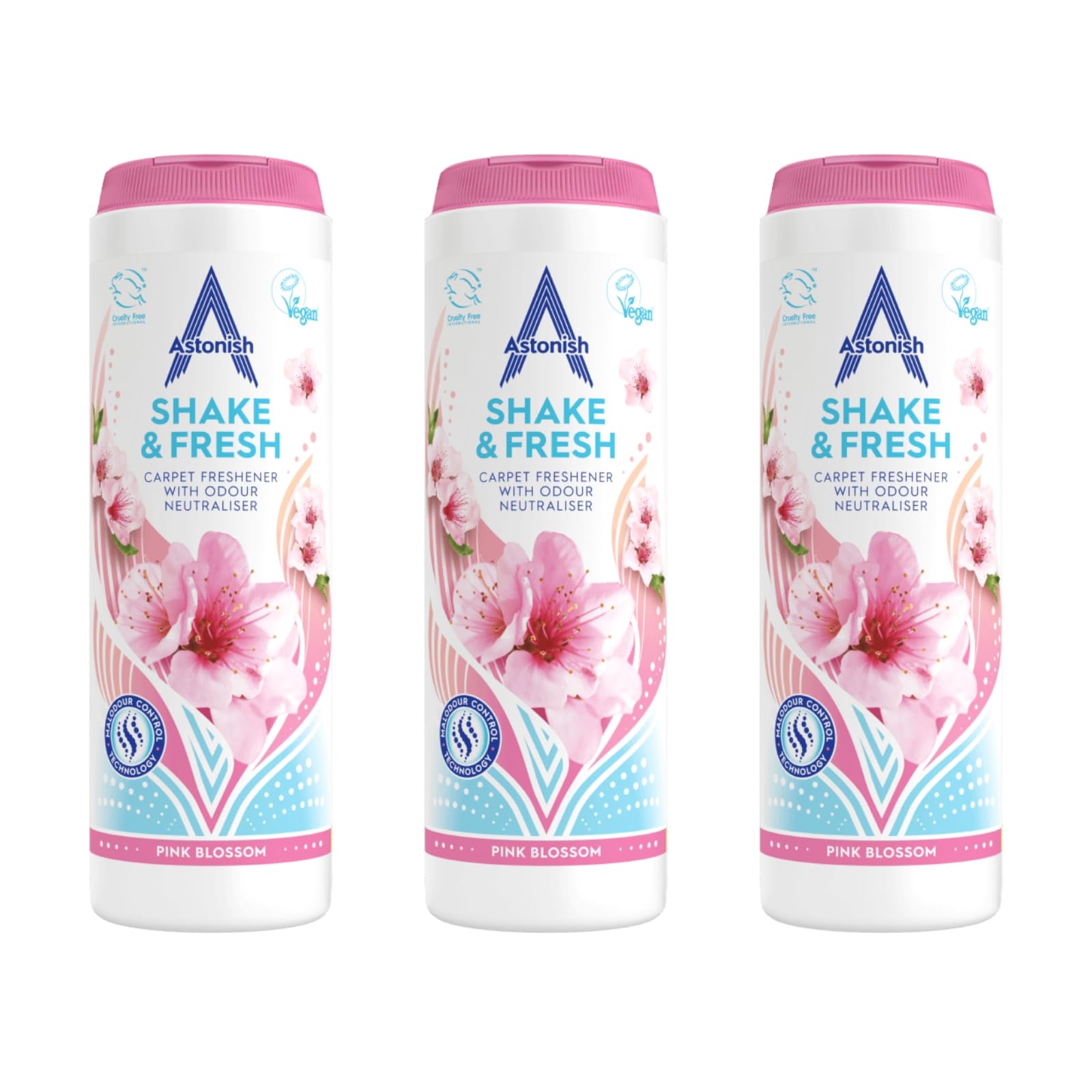 Astonish Shake & Fresh Carpet Freshener - Pink Blossom Scent, 3 Pack