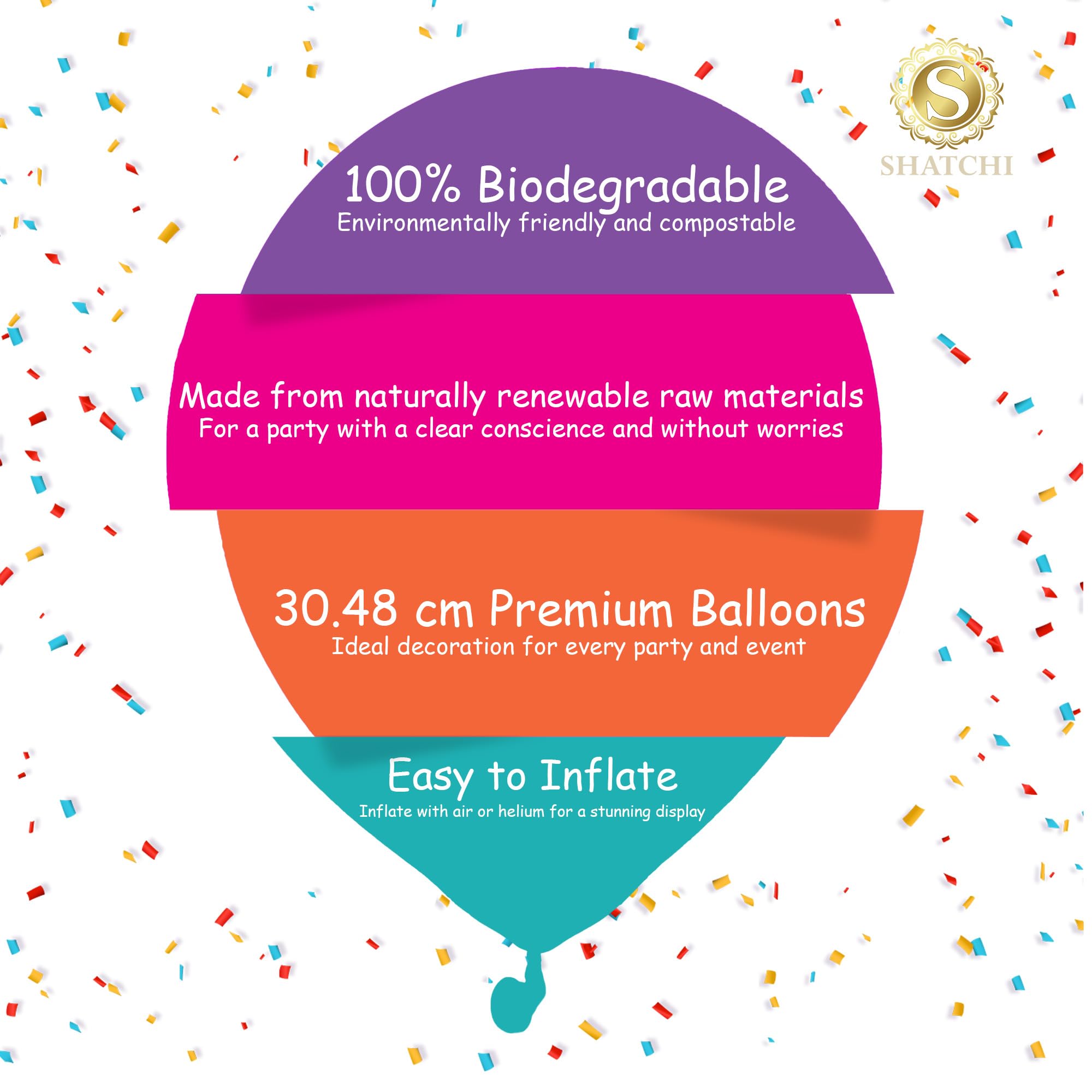 SHATCHI Orange Balloons - 50 Pack Large 12 Inch Thick Latex | Biodegradable for Party Decoration 4