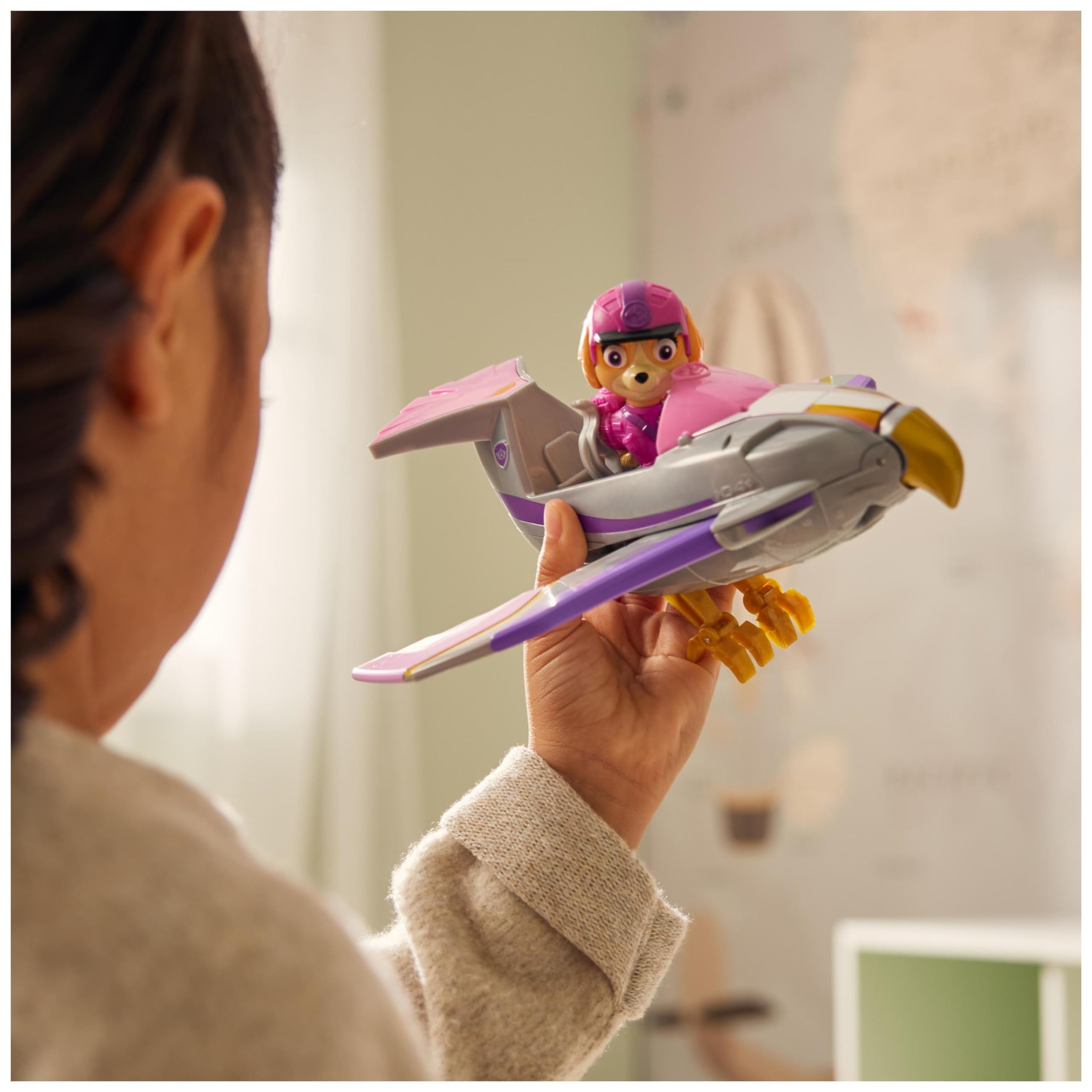 Paw Patrol Jungle Pups Skye Falcon Vehicle - Transforming Toy Jet with Collectible Action Figure, Ages 3+