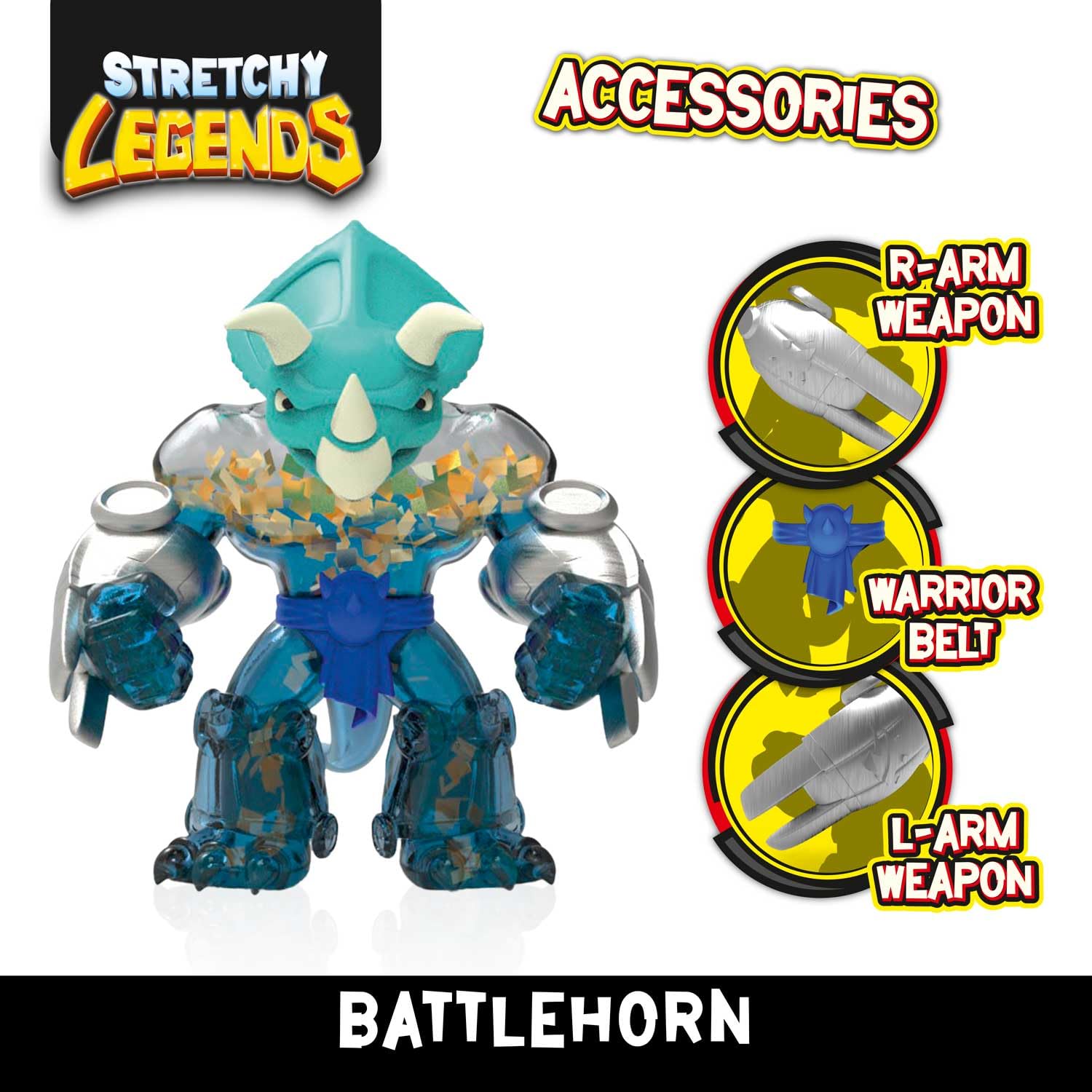 CRAZE STRETCHY LEGENDS Battlehorn Elastic Action Figure – Slime-Filled Stretchy Toy for Kids 3+ 4