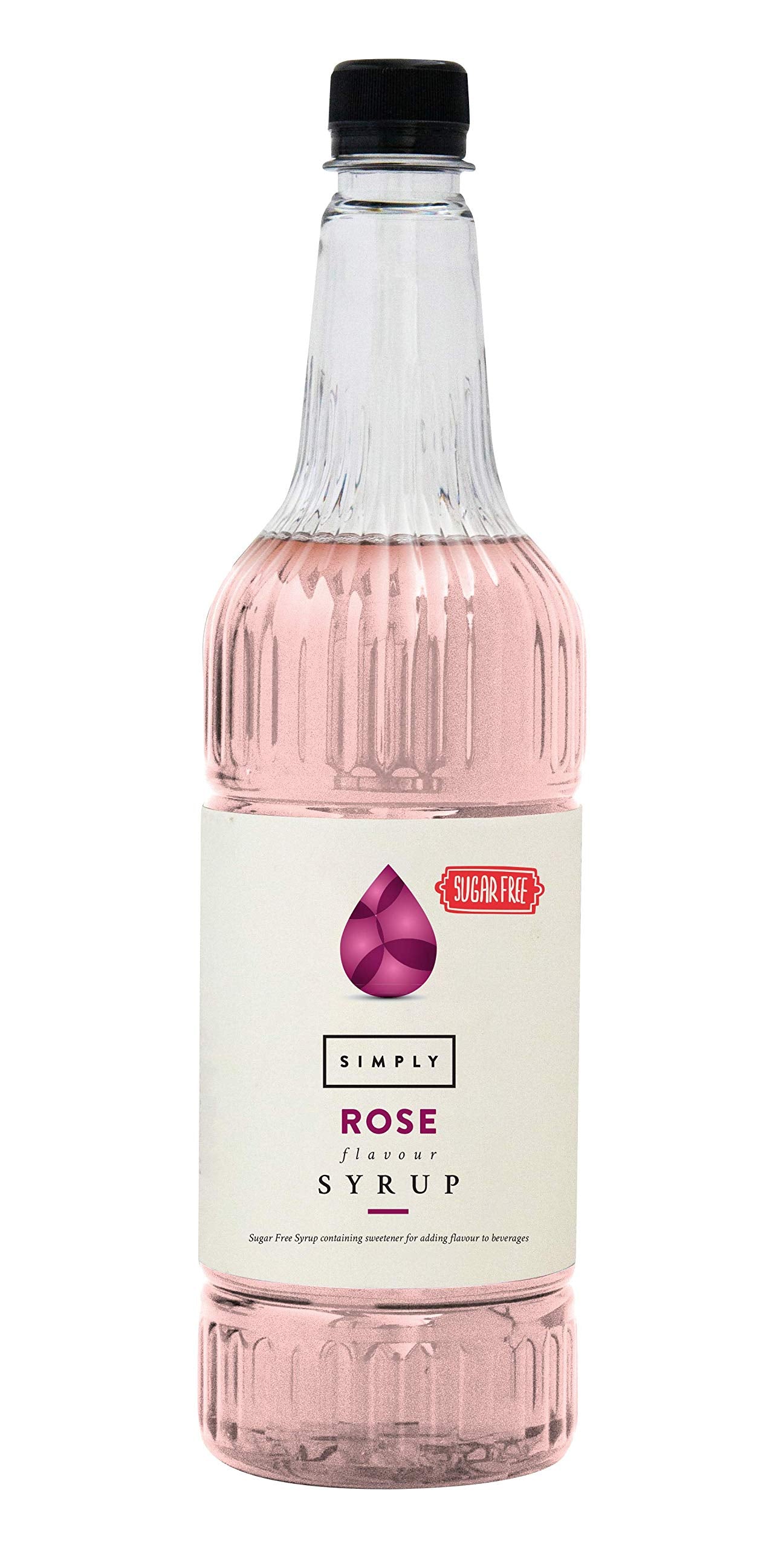 Simply - Sugar Free Rose Syrup, Low Calorie Vegan Flavoured Syrup for Drinks & Baking