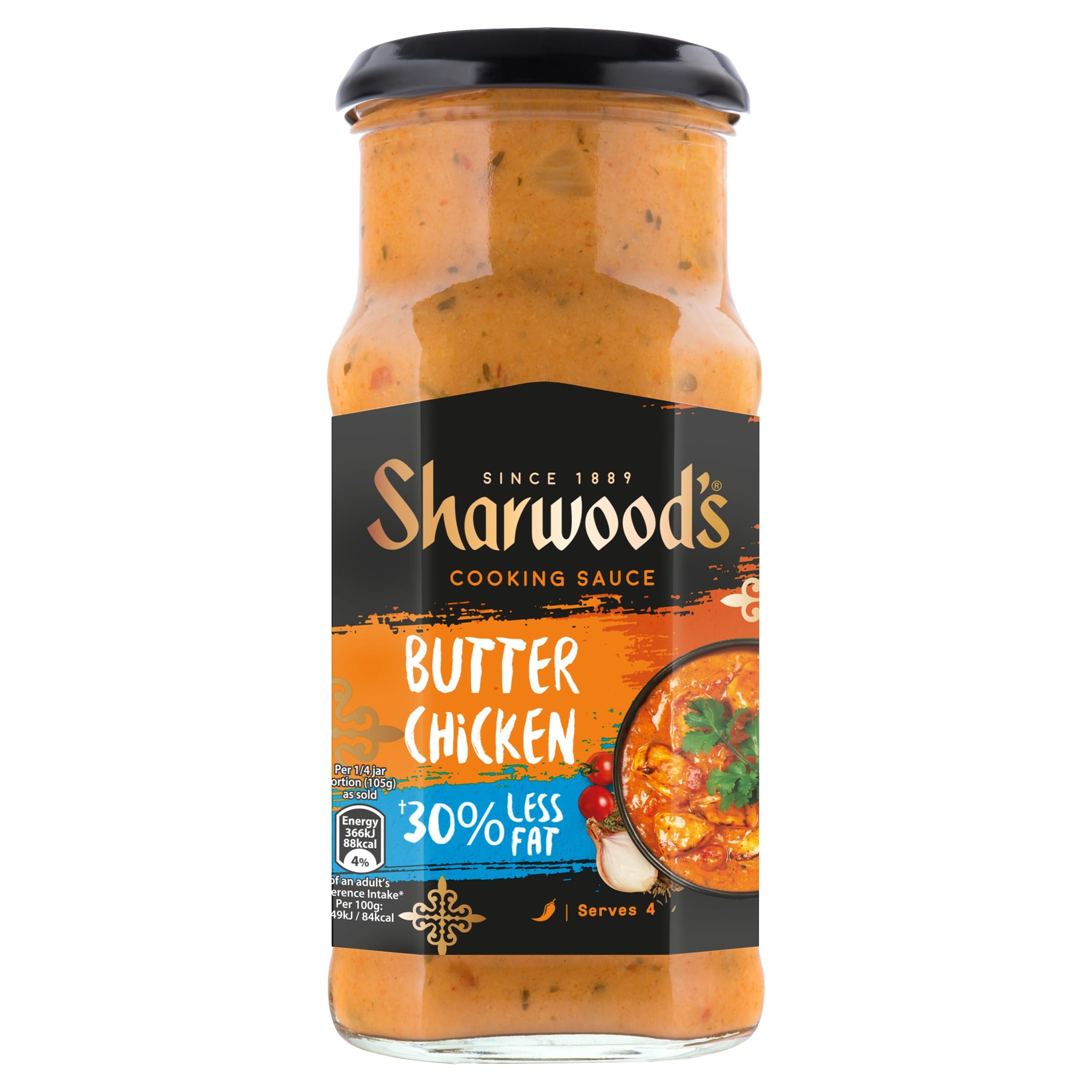 Sharwood's Butter Chicken Curry Sauce - 30% Less Fat | Creamy Tomato & Mild Spice | 420g Jar 2