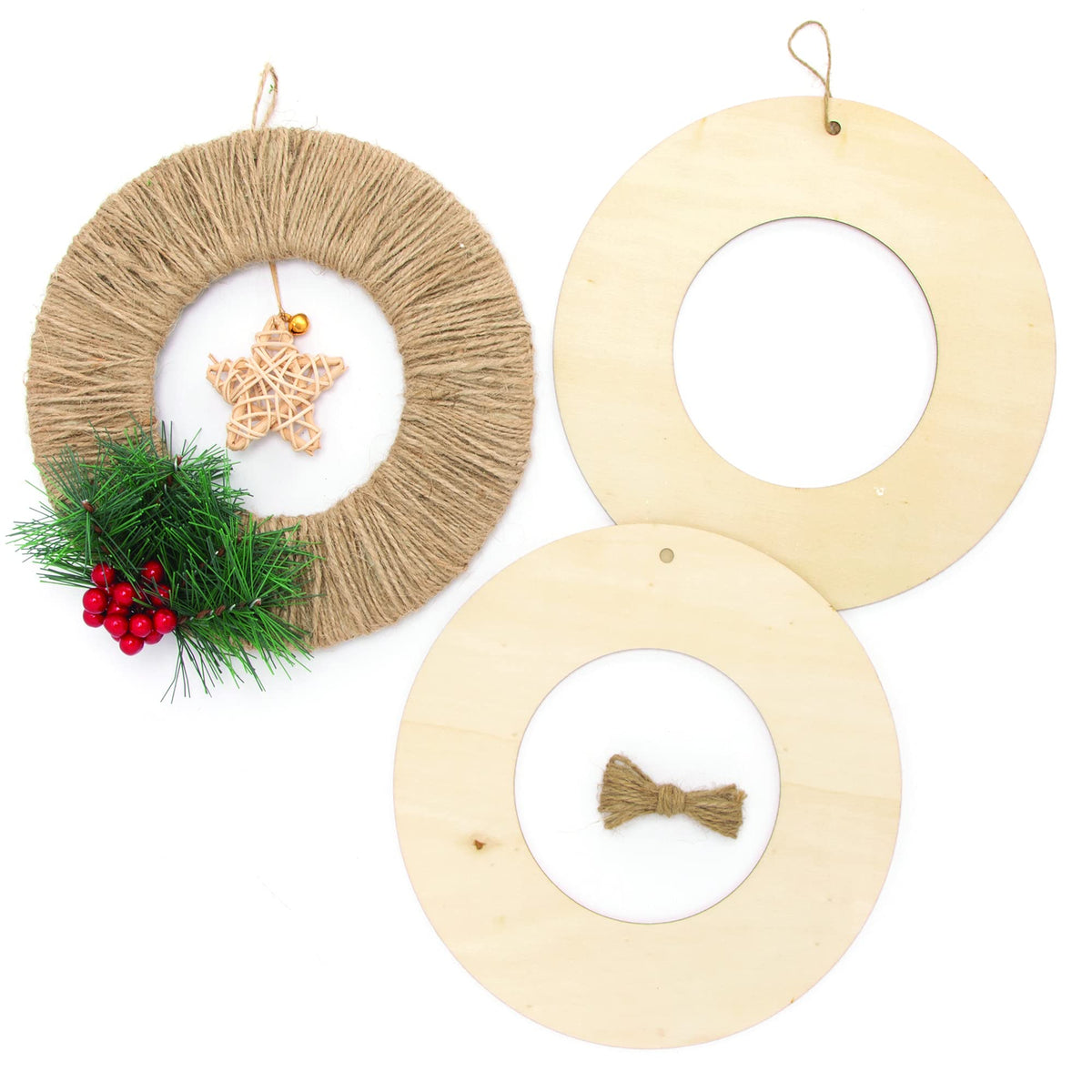 Baker Ross Large Wooden Wreaths - Pack of 6 | 20.5cm Diameter | 3mm Thick Plywood