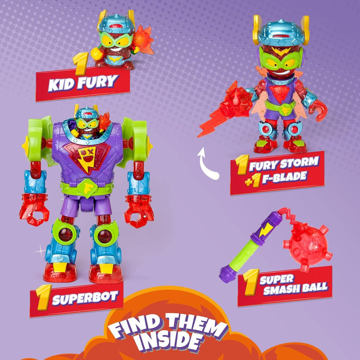 SUPERTHINGS RIVALS OF KABOOM Superbot Storm Fury – Articulated Robot with Combat Features, Multicolored Action Figure for Kids 4+