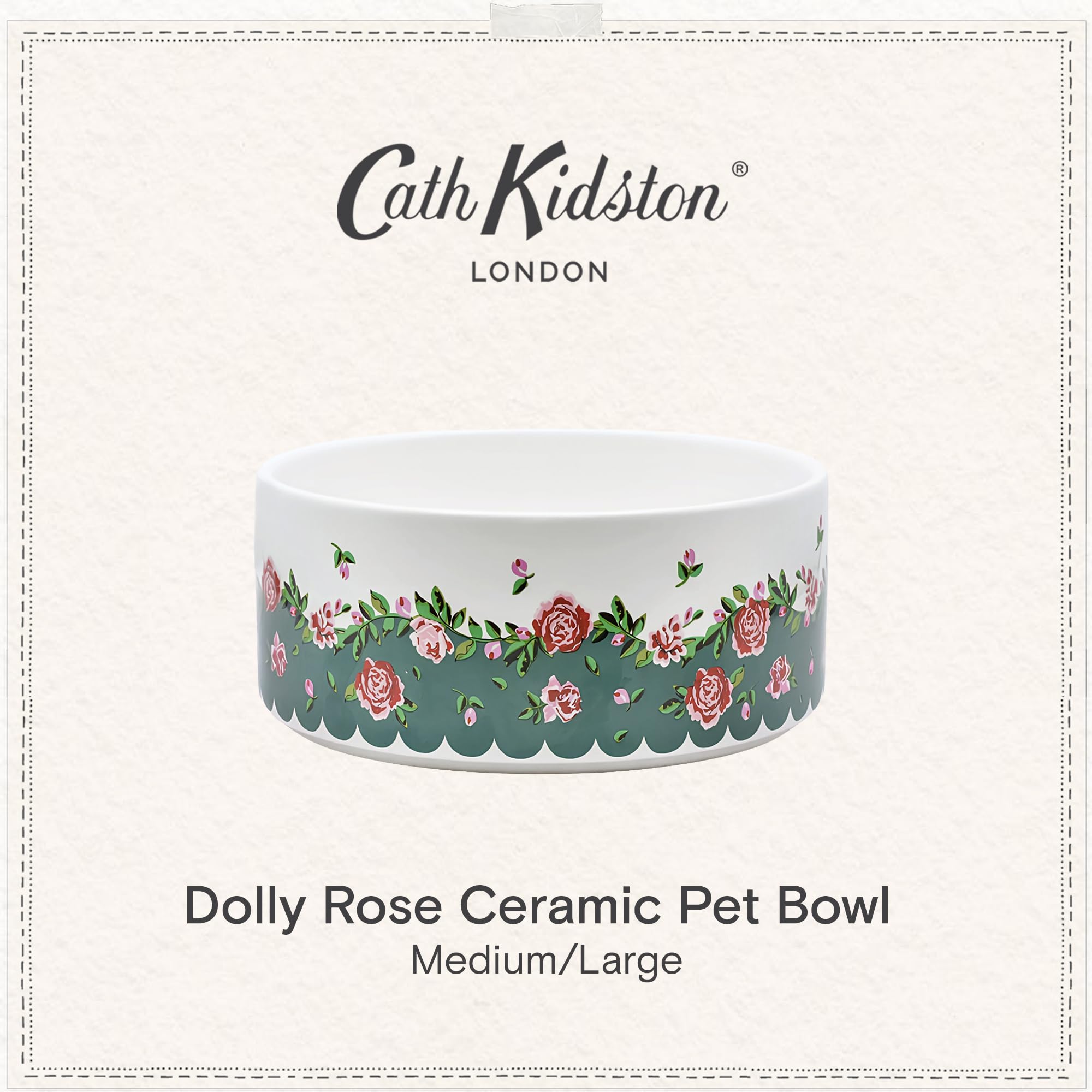 Pet Brands Cath Kidston Ceramic Large Dog Bowl - 1.4L Capacity | Dolly Rose Print 8