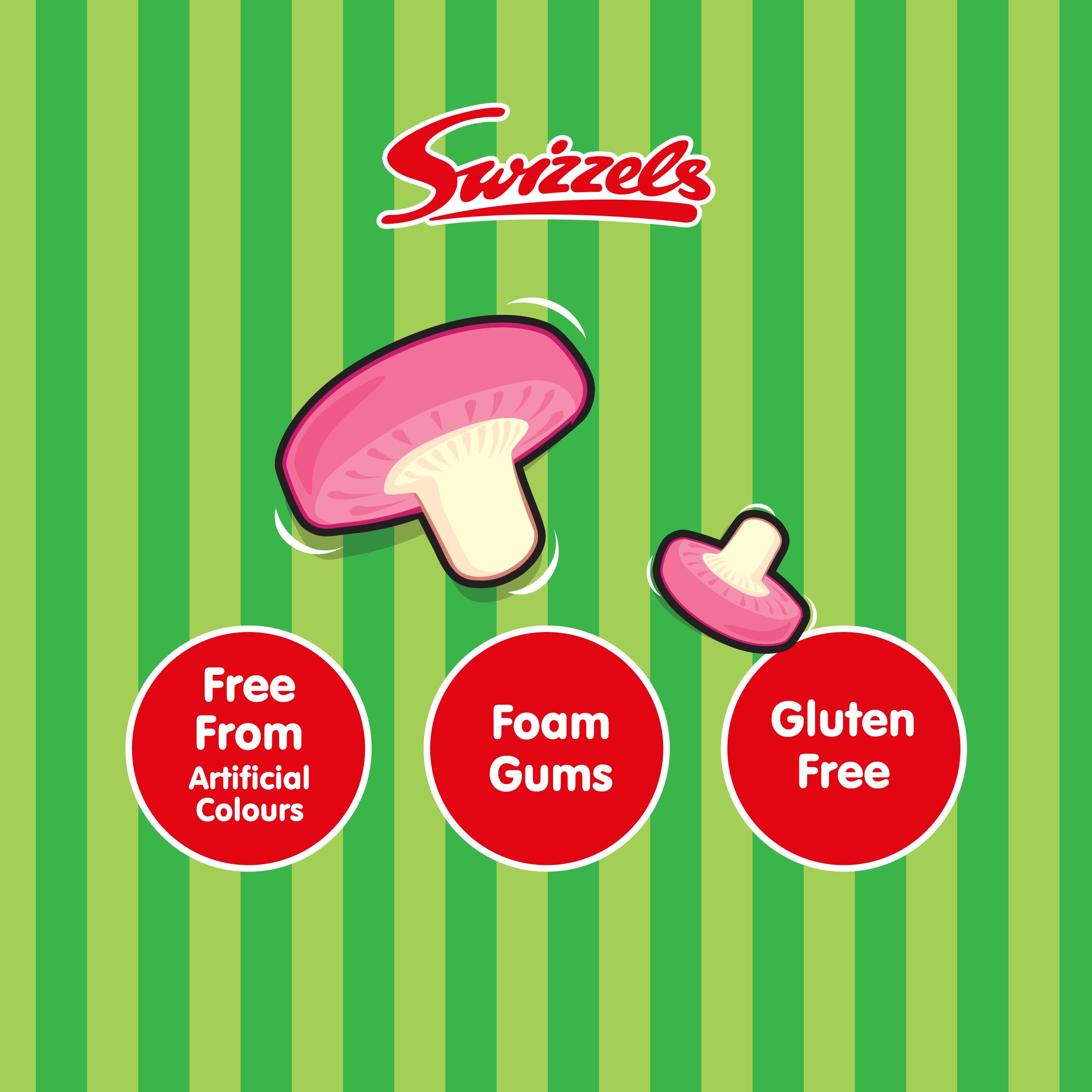 Swizzels Giant Fun Gums Foam Mushrooms - Fruit Flavour Sweet Gums | Approx. 120 Count Tub