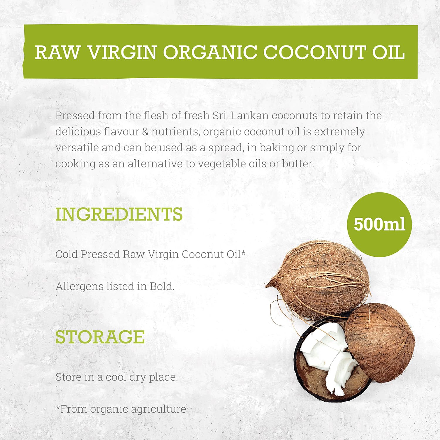 Mr Organic Raw Virgin Coconut Oil - 500ml | Organic, Vegan, Gluten-Free Cooking Oil 2
