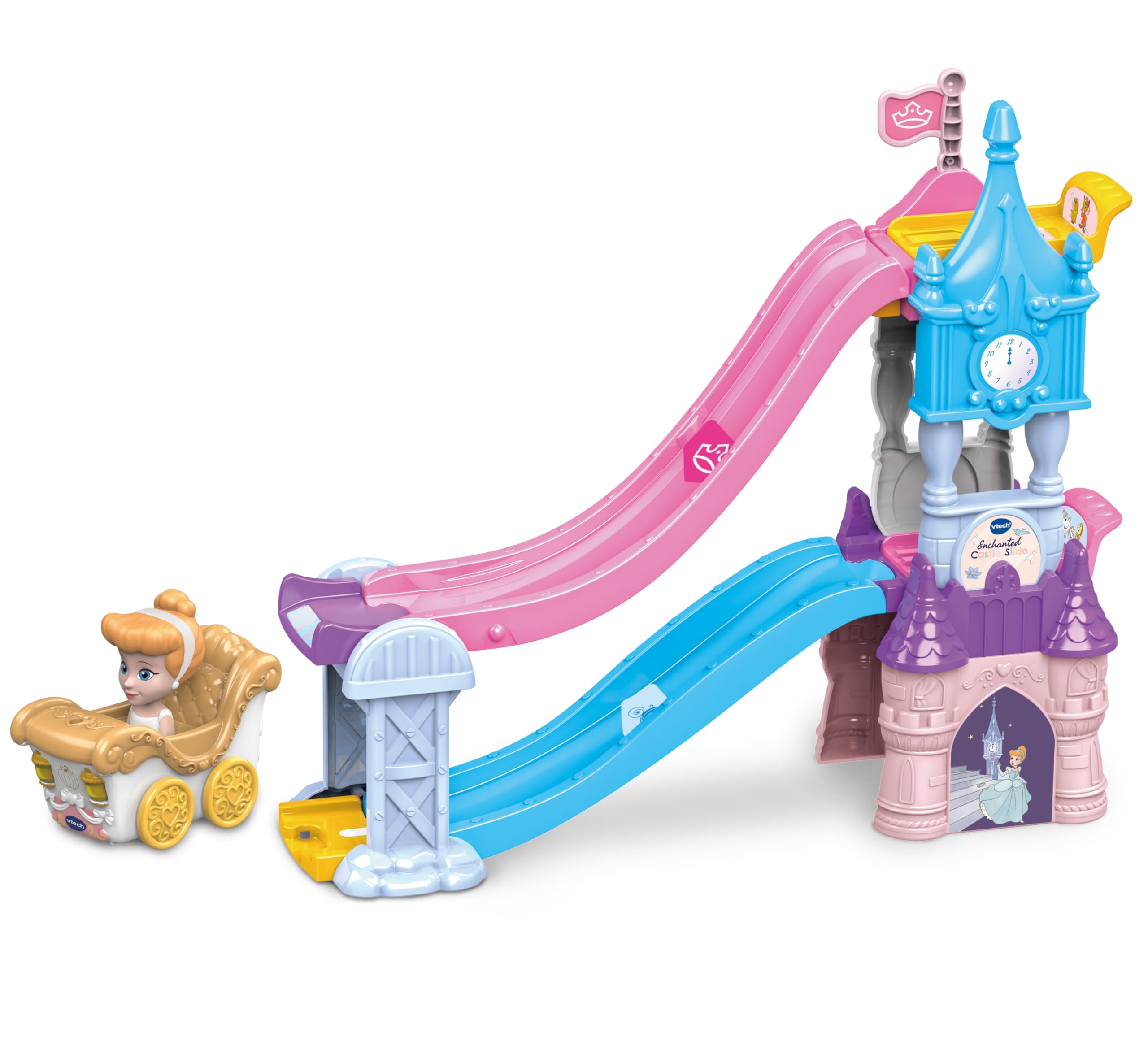 VTech Toot-Toot Drivers Enchanted Castle Slide - Disney Princess Cinderella Playset for Ages 1-5