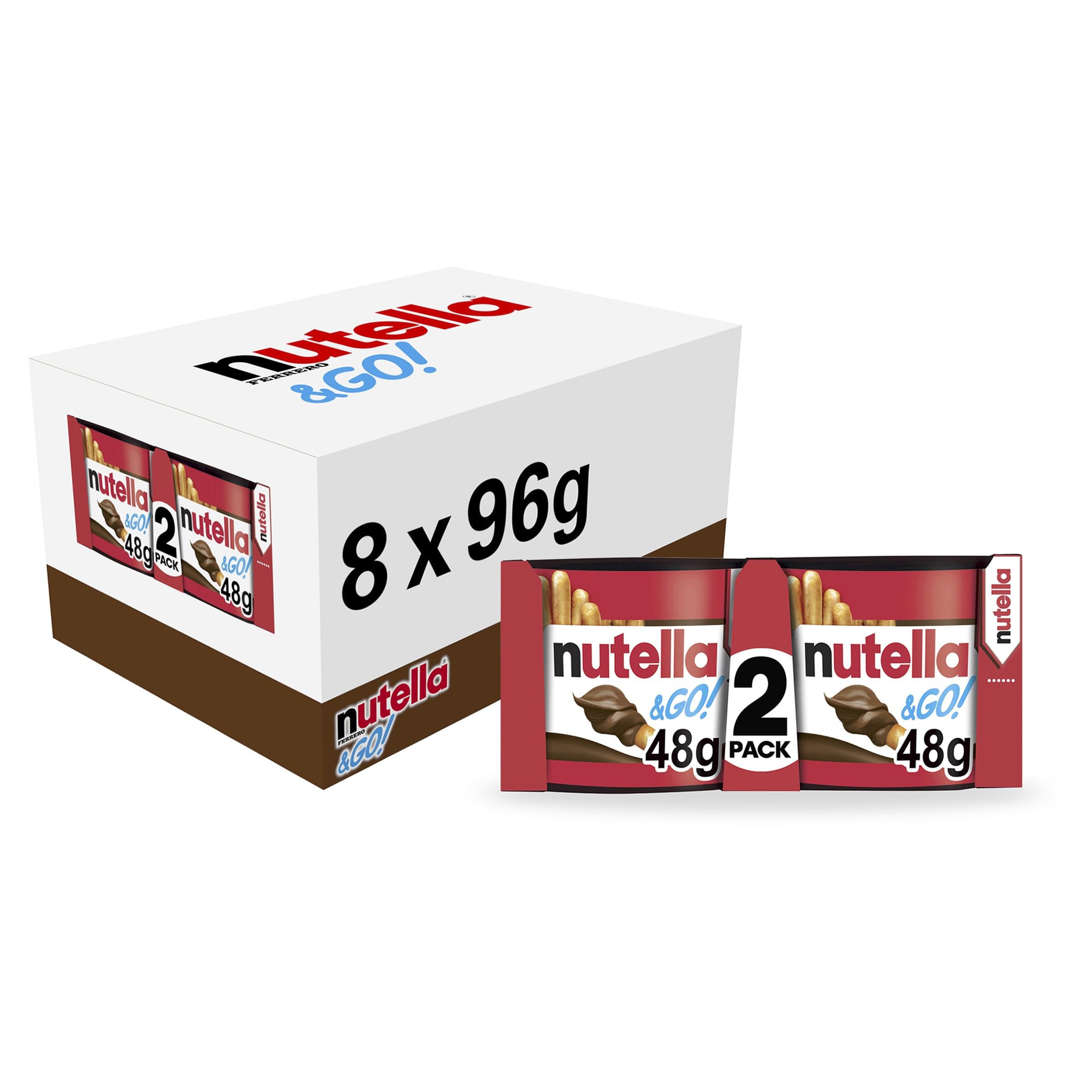 Nutella &Go! Chocolate Hazelnut Spread with Breadsticks Snack Pack | 8 x 48g Portions | 96g Total 1