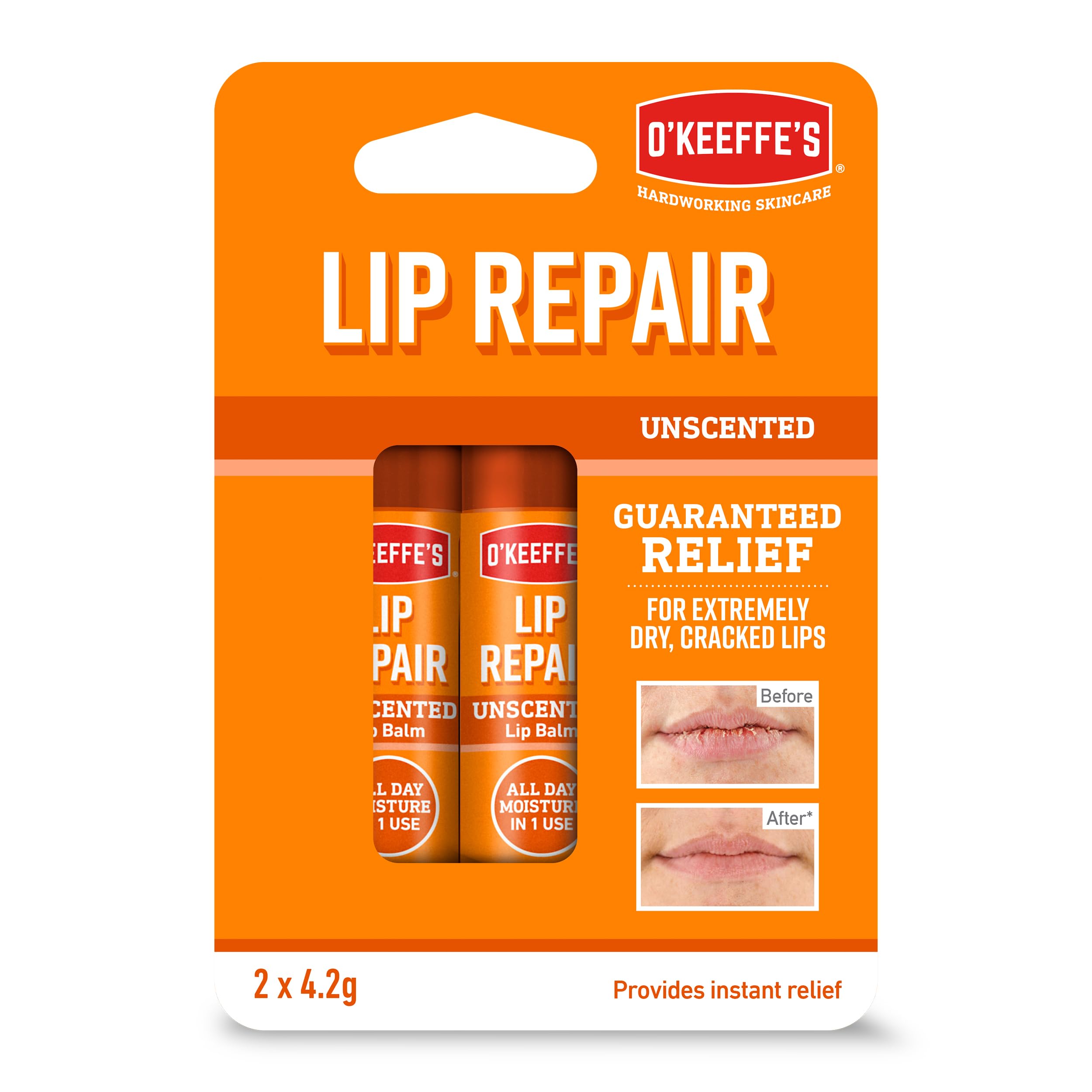 O'Keeffe's Lip Repair Unscented Lip Balm Twin Pack (2 x 4.2 g)