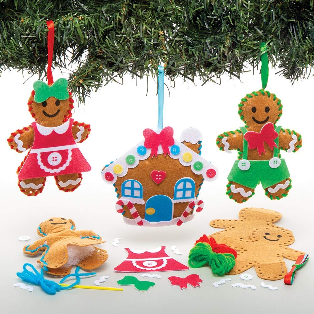 Baker Ross Gingerbread Decoration Sewing Kits - Christmas Craft for Kids Ages 3+