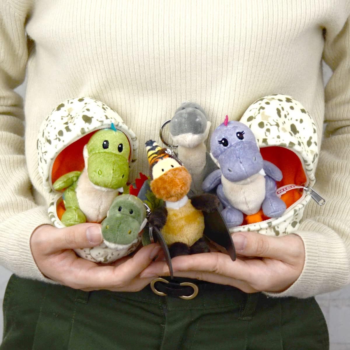 NICI Dino Orny Pteranodon Keyholder 10cm Green Plush with Metal Ring 7