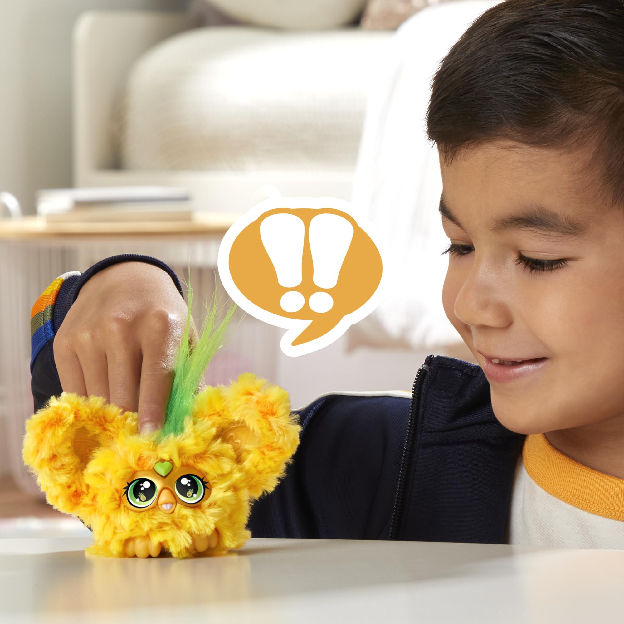 Furby Furblets Hoo-Lah Mini Electronic Plush Toy - 45+ Island Sounds | Keychain Clip | Ages 6+ 7