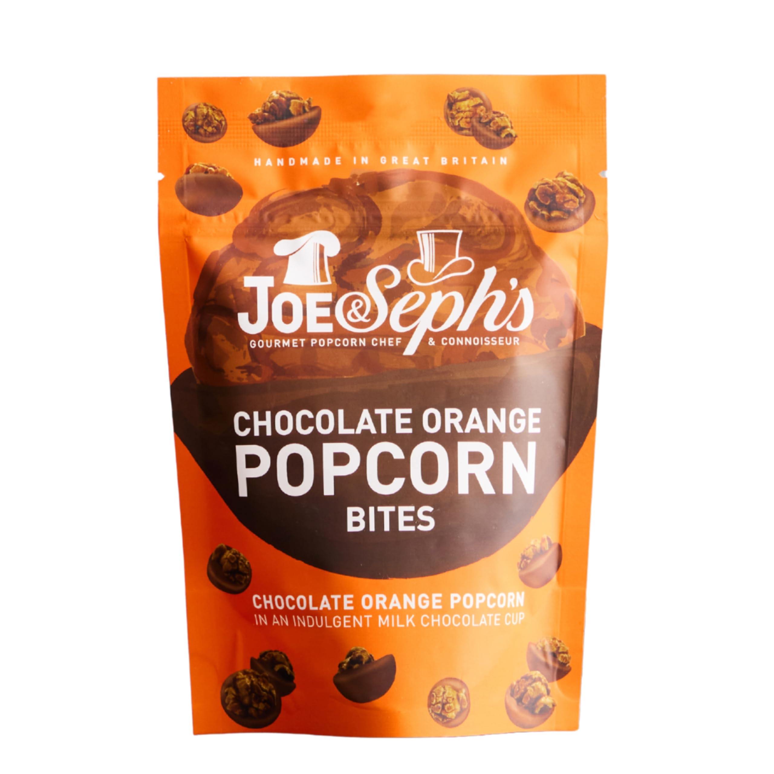 Joe & Seph's Milk Chocolate Orange Popcorn Bites (63g) - Belgian Chocolate Coated Gourmet Popcorn