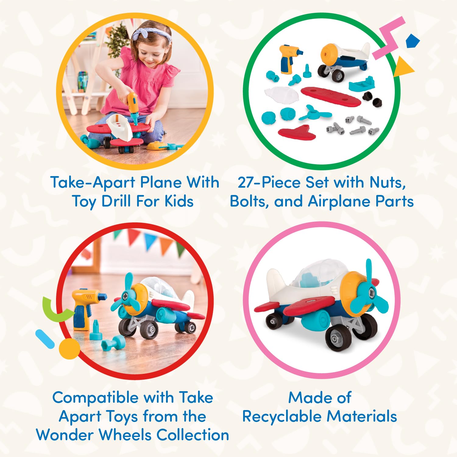 Wonder Wheels Take-Apart Airplane Playset - Building Toy with Drill for Kids 3 Years & Up 6