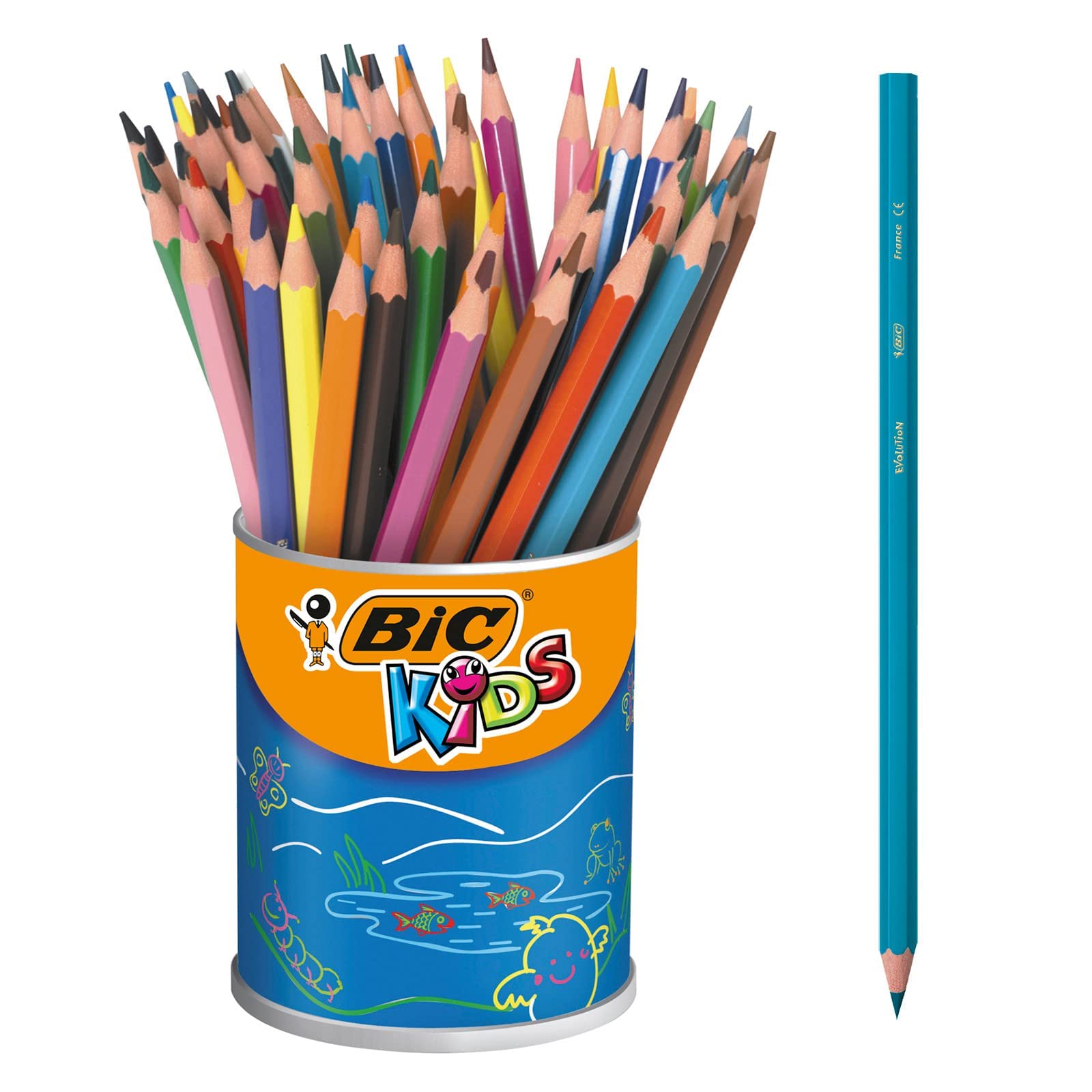 BIC Kids Evolution ECOlutions Colouring Pencils - 24 Assorted Colors, 60-Pencil Tin