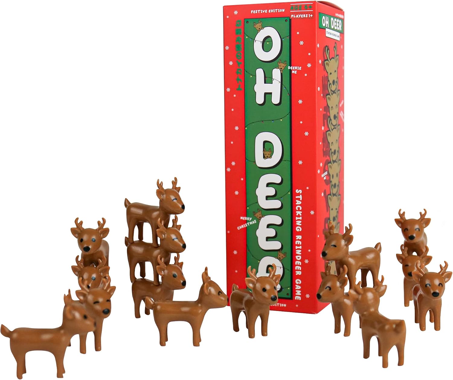 Gift Republic Oh Deer 15-Piece Christmas Stacking Balance Game, Multicoloured