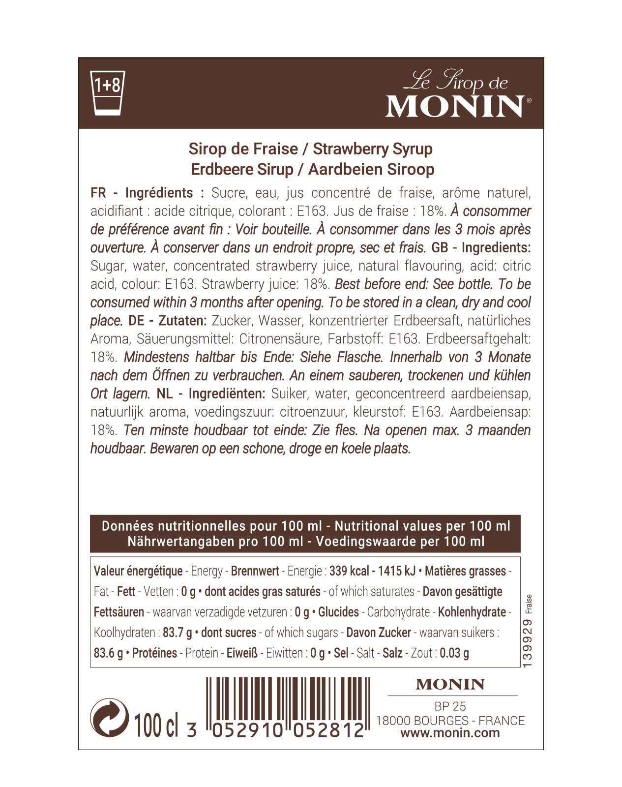 Monin Erdbeersirup 1L – Premium-Getränkesirup für Cocktails, Mocktails und Milchshakes 6