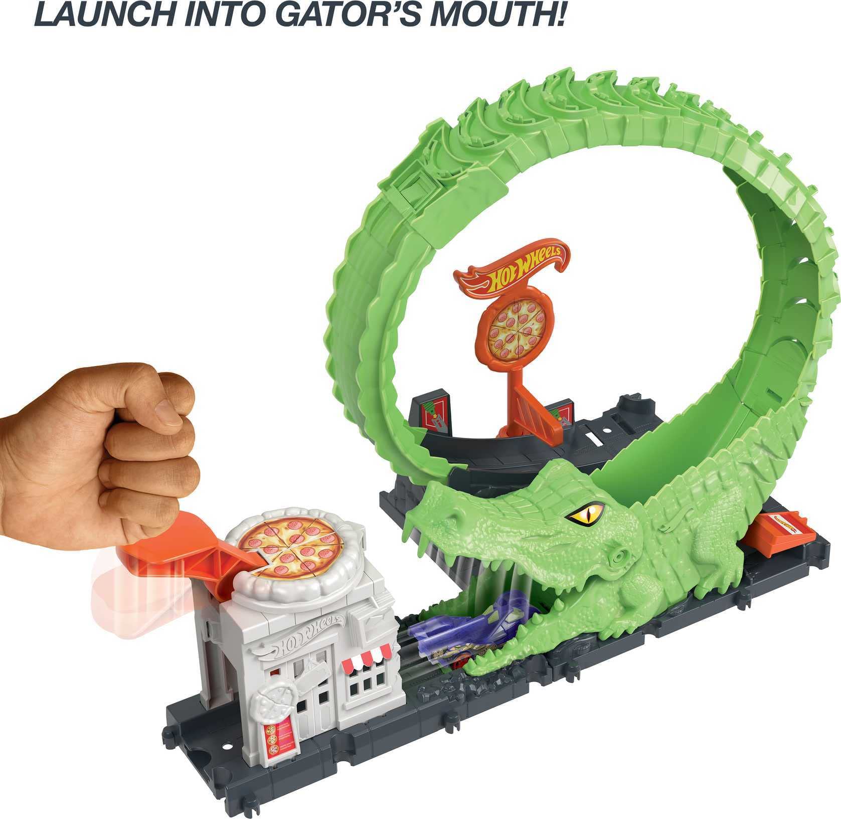 Hot Wheels Gator Loop Attack Playset - Adjustable Track with 1 Car, Connects to Other Sets, Ages 4+ 5