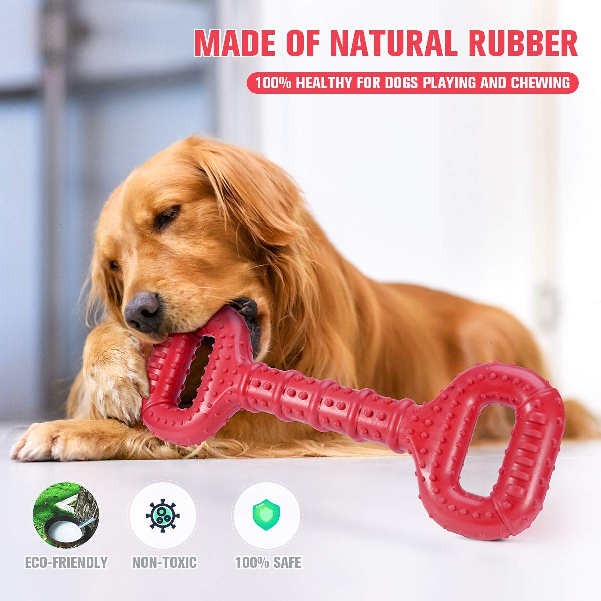 Feeko Large Breed Dog Chew Toy - 15 Inch Indestructible Bone for Dental Health | Natural Rubber | Beef Scent