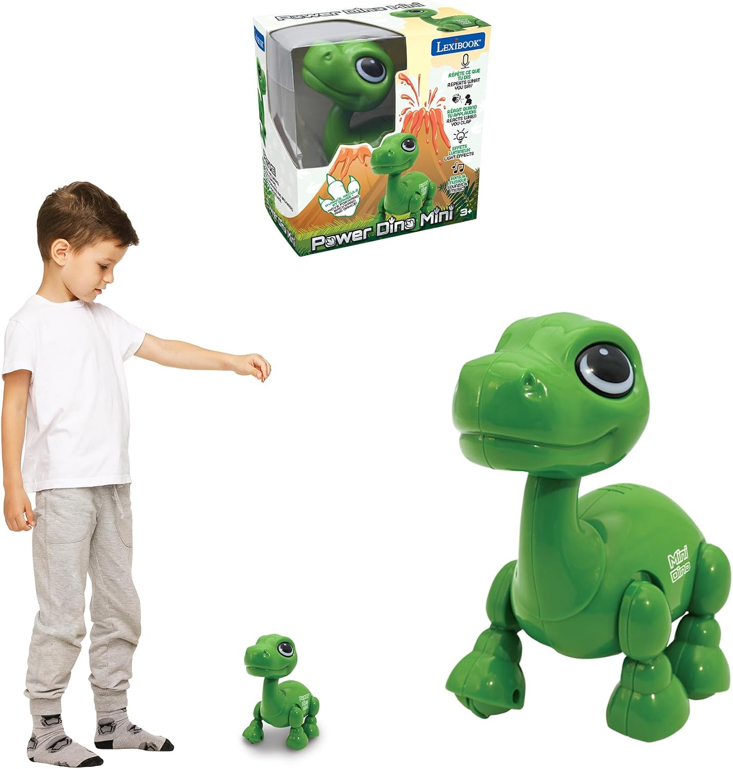 Lexibook Power Dino Mini - Interactive Dinosaur Robot with Lights, Sounds & Voice Recording - Ages 3+ 5
