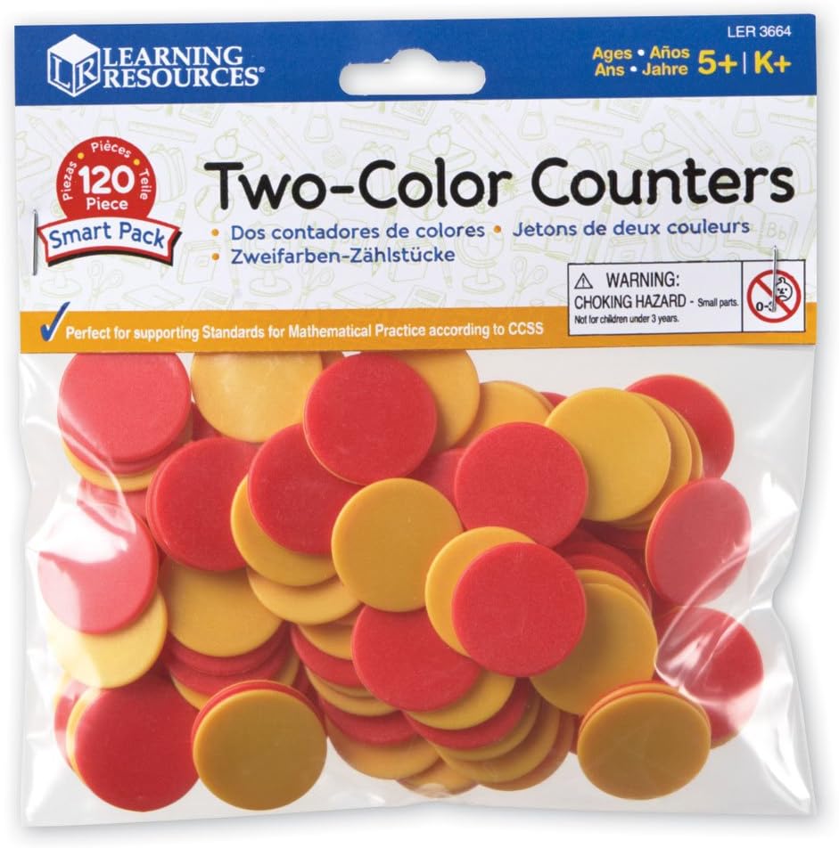 Learning Resources Two-Colour Counters (Set of 120) - Red and Yellow Math Manipulatives 6
