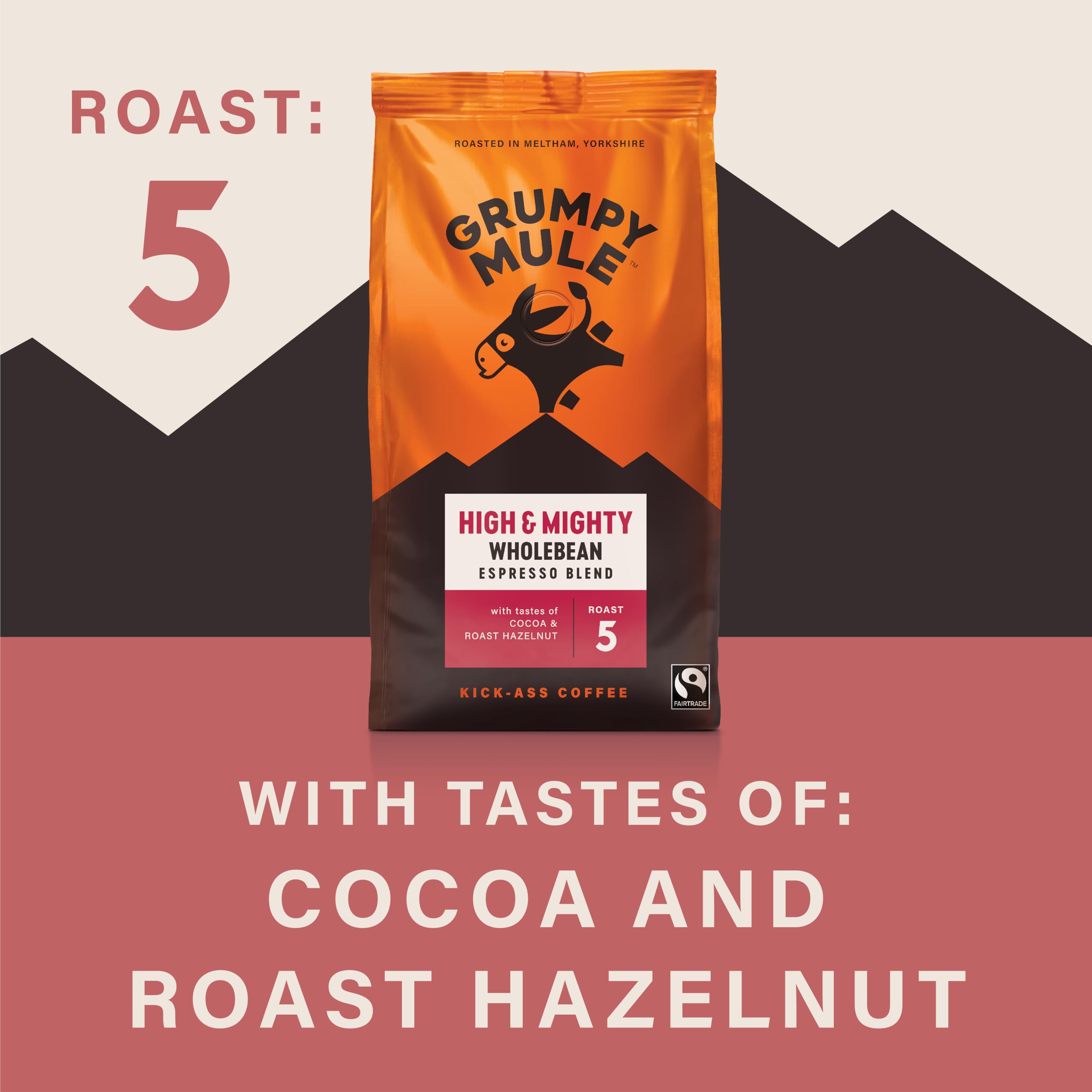 Grumpy Mule High and Mighty Espresso Blend Whole Coffee Beans - Fairtrade Arabica Coffee with Cocoa and Hazelnut Notes 8