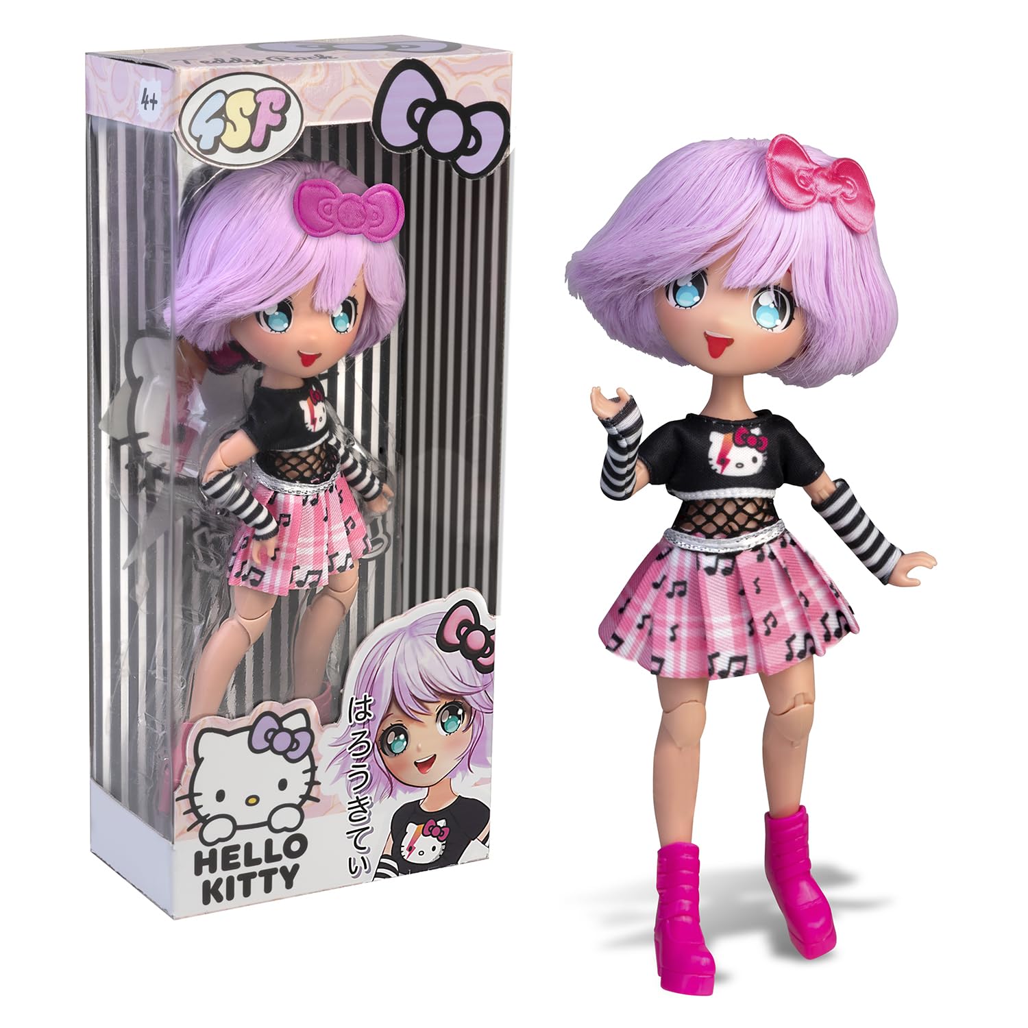 Hello Kitty Manga Doll - Purple Teddy Rock Fashion Doll with Plush Bear