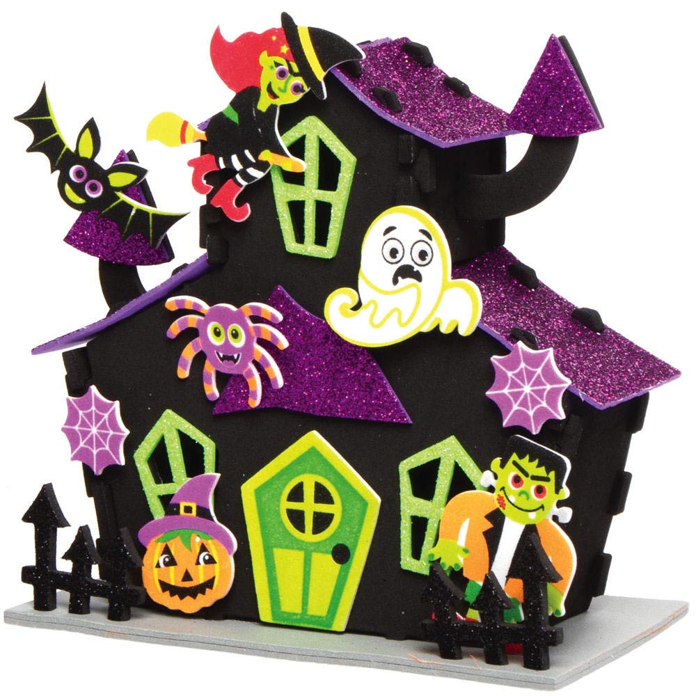 Baker Ross AX257 Halloween Haunted House Craft Kit - Pack of 2, Wooden DIY Spooky House Decoration for Kids 4