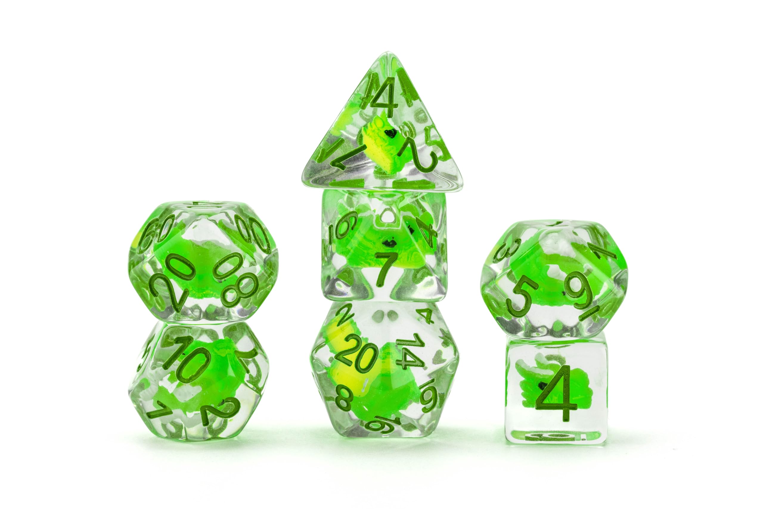 Metallic Dice Games Dragon StormTM FanRoll Green Dragon Resin Dice Set