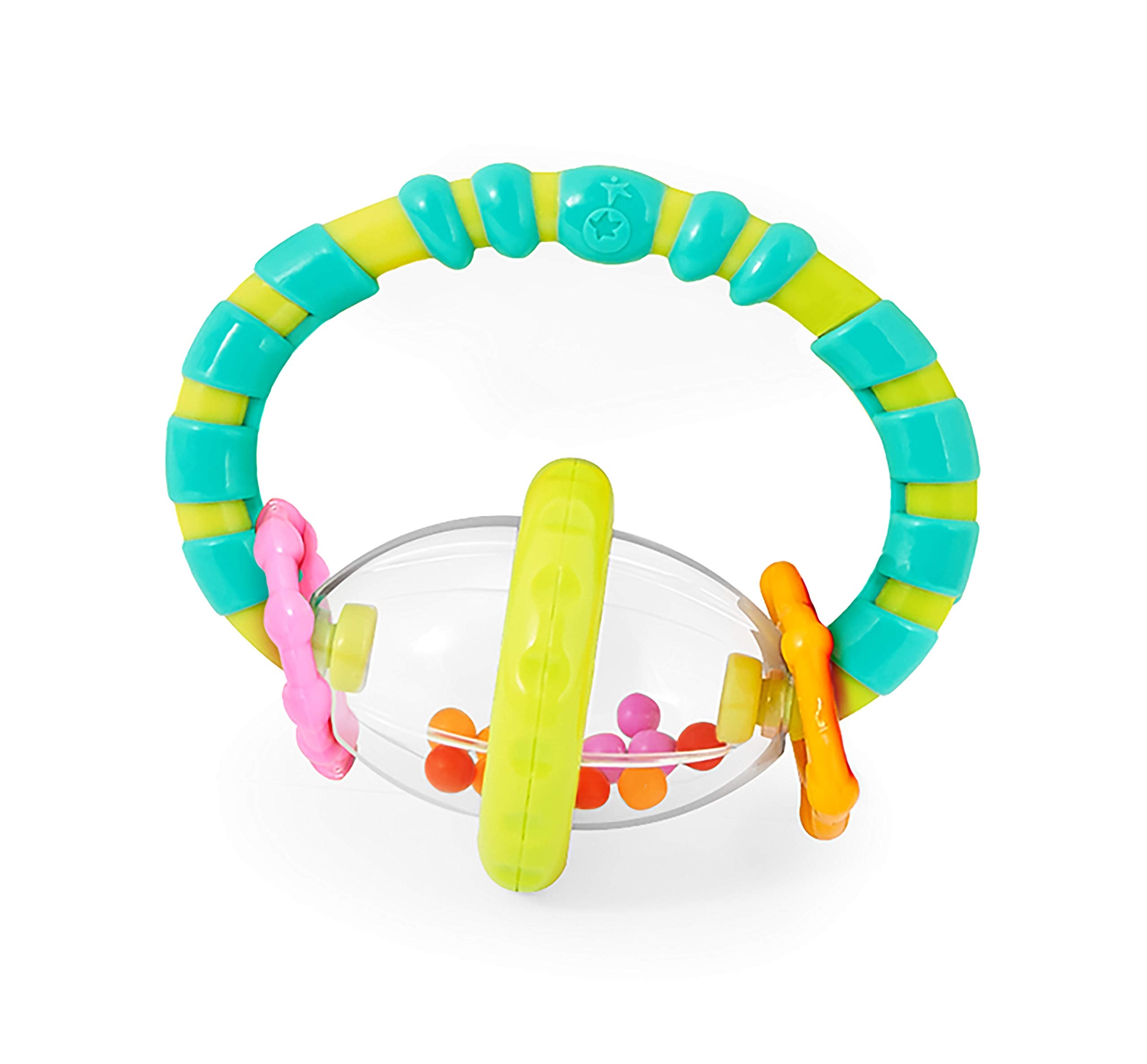 Bright Starts Grab and Spin Rattle Teether Toy - Easy Hold, BPA-Free, Ages 3 Months+