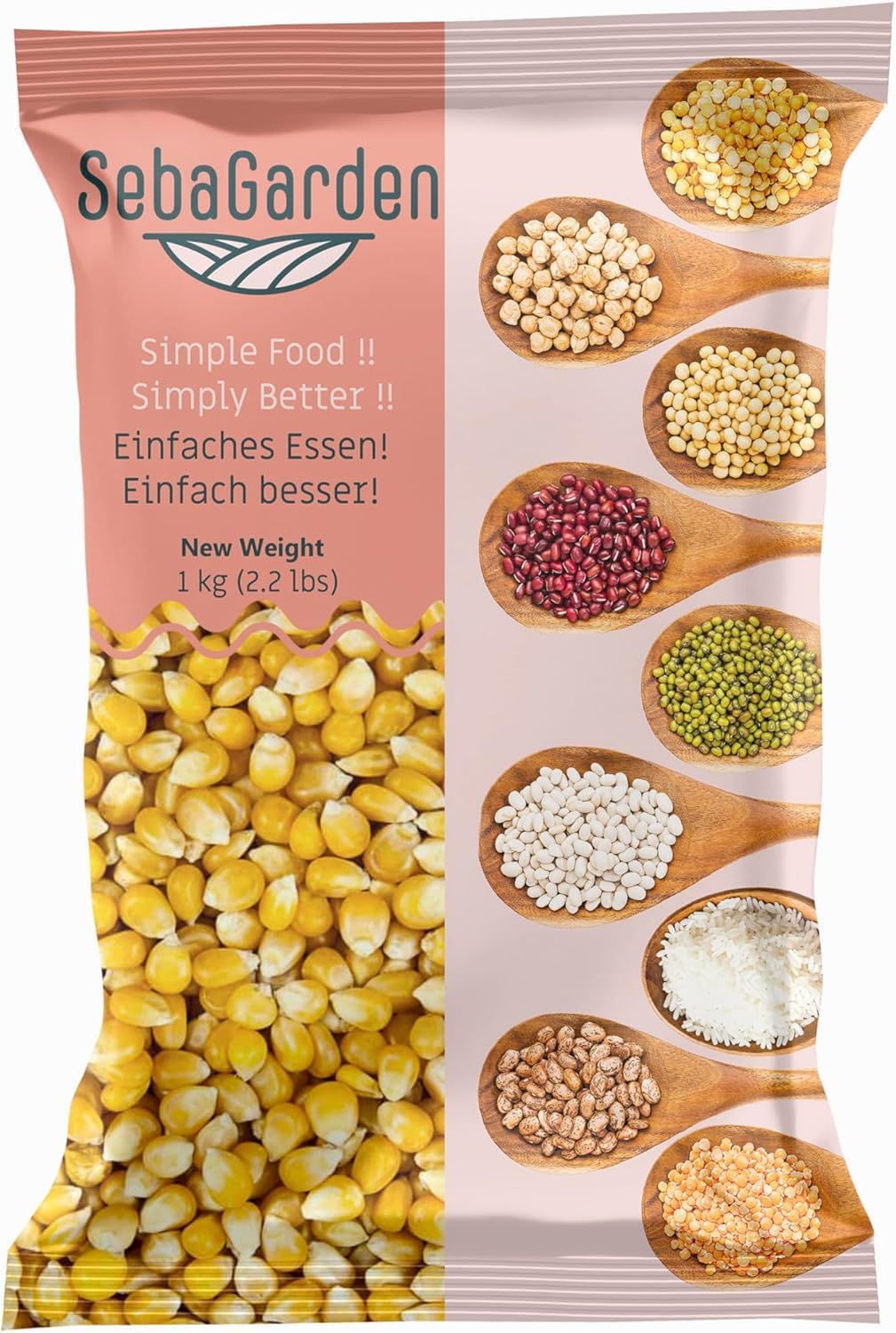 Seba Garden Popcorn Kernels - 1 kg | Non-GMO, Gluten-Free, High Popping Rate