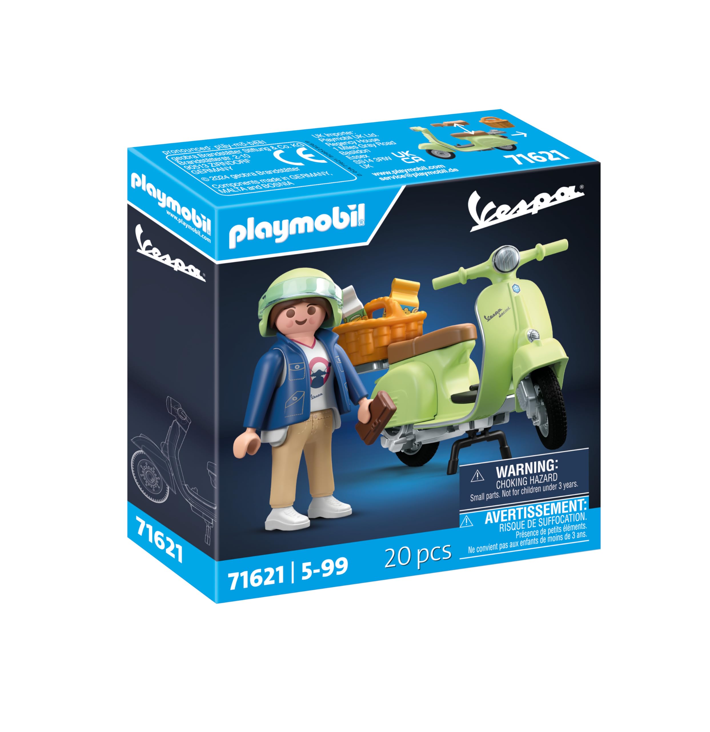 Playmobil 1969 Vespa 150 Sprint Veloce Light Green Vintage Scooter Set 5