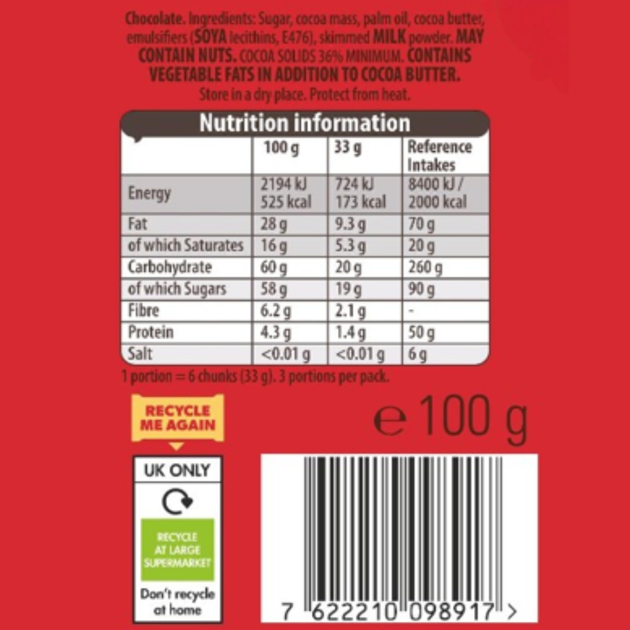 Cadbury Bournville Dark Chocolate Bar, Rich & Smooth, 100g 3