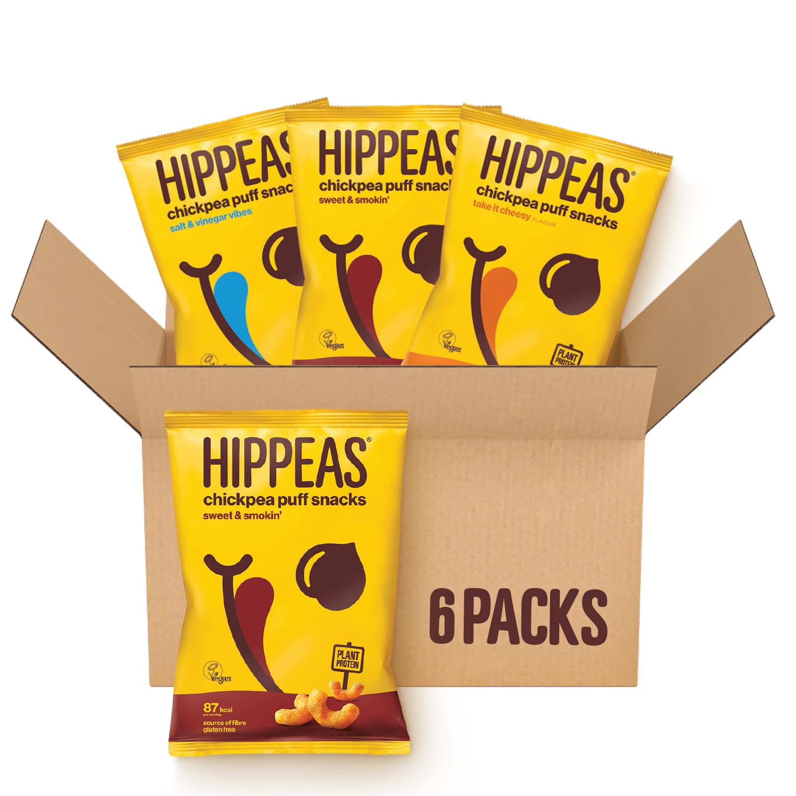 Hippeas Variety Pack Chickpea Puffs - 6 x 78g Sharing Bags | Vegan, Gluten-Free Snacks