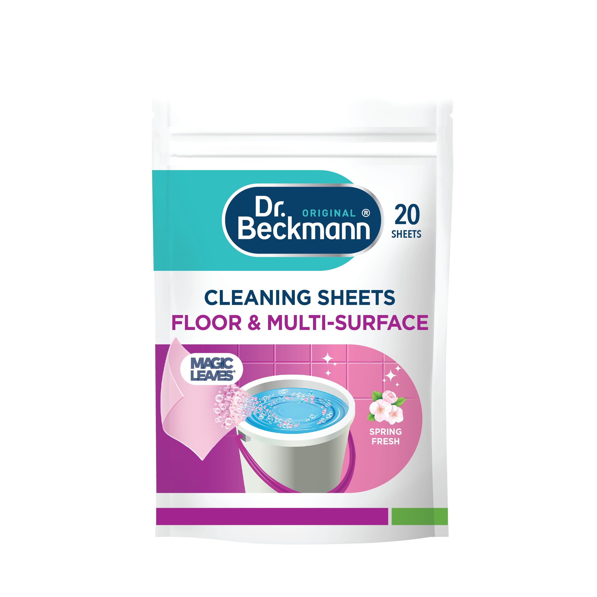 Dr. Beckmann Floor & Multi-Surface Cleaning Sheets - Ultra-Concentrated, Streak-Free, Fresh Spring Scent