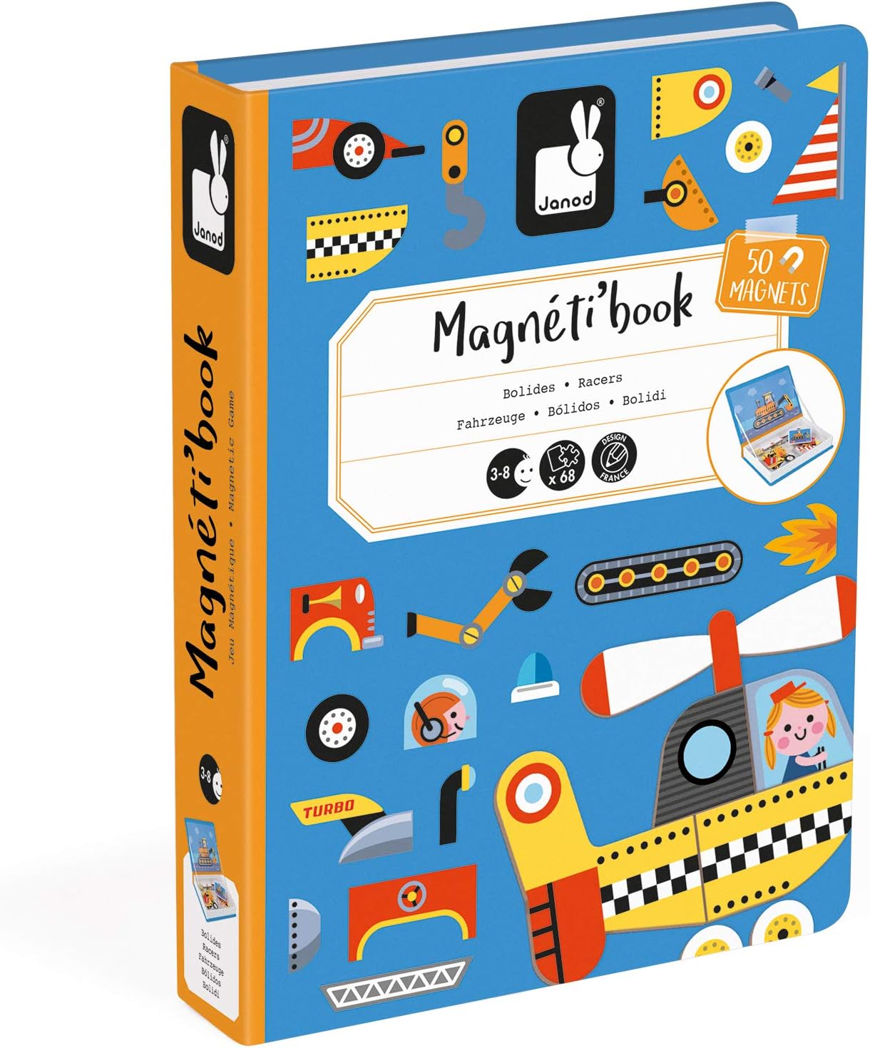 Janod J02715 Racers Magnetic Book - Educational Vehicle Puzzle for Kids 3-8 Years 11