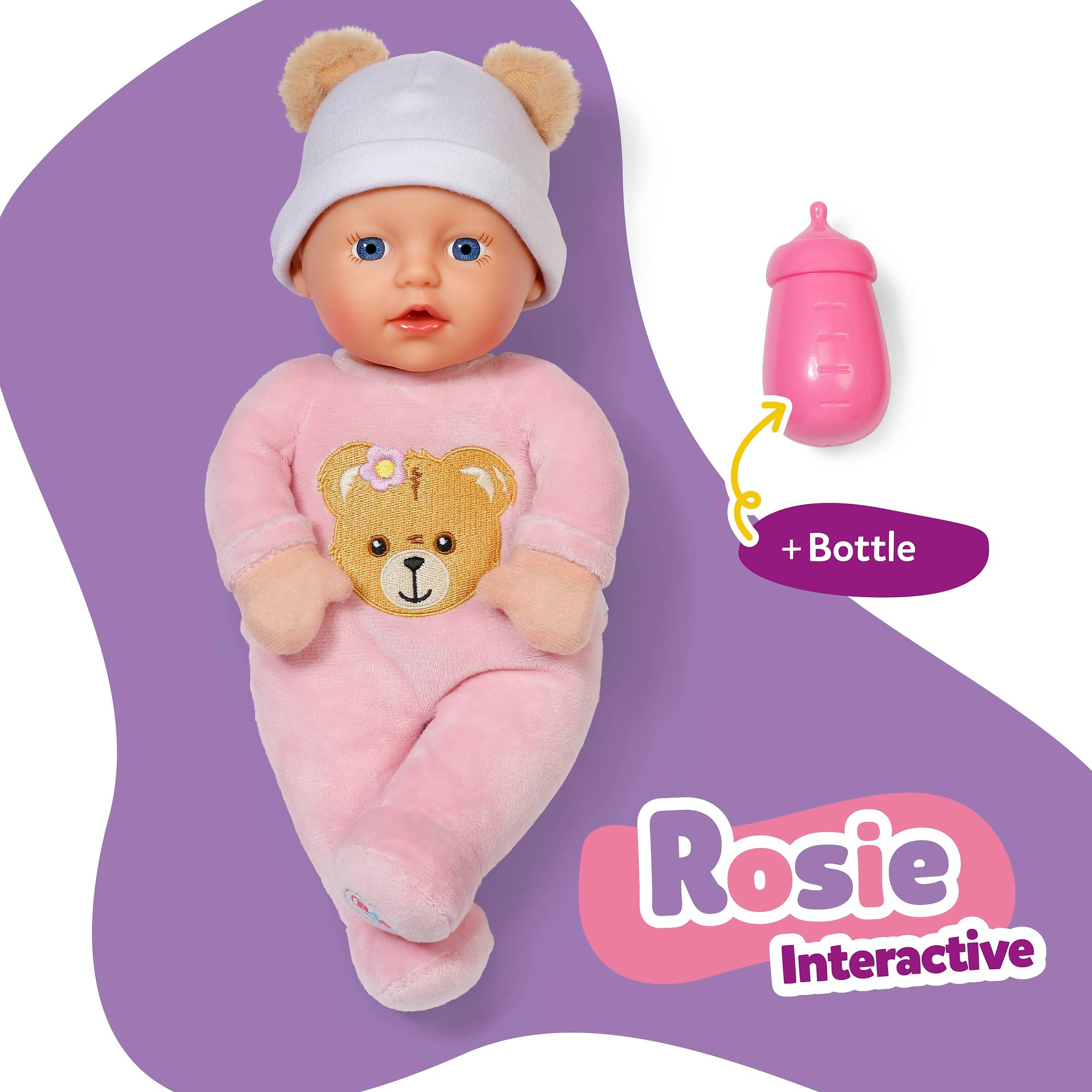 BABY born Interactive Rosie 30cm Soft Doll with 6 Sounds & Bottle | Ages 1+ 2