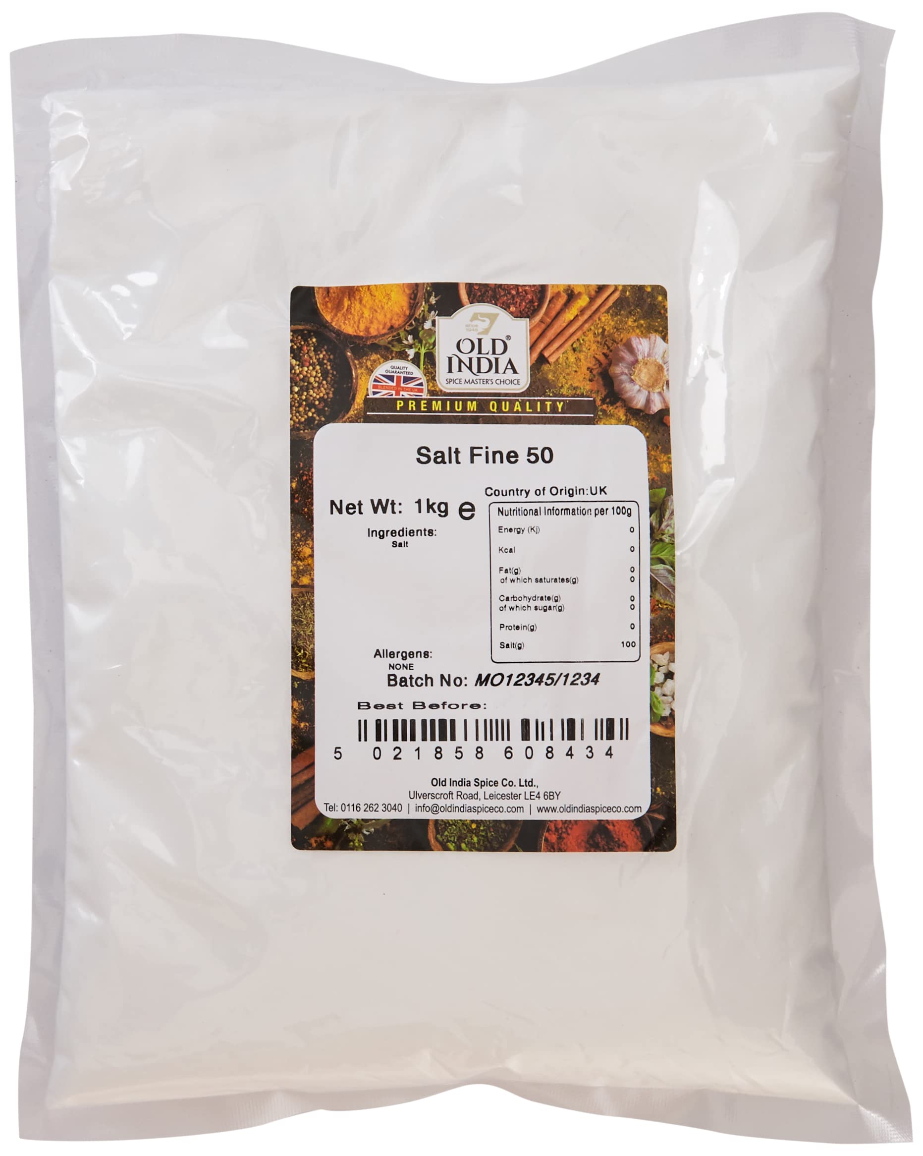 Old India Fine Salt 1kg - Pure Natural Salt for Cooking
