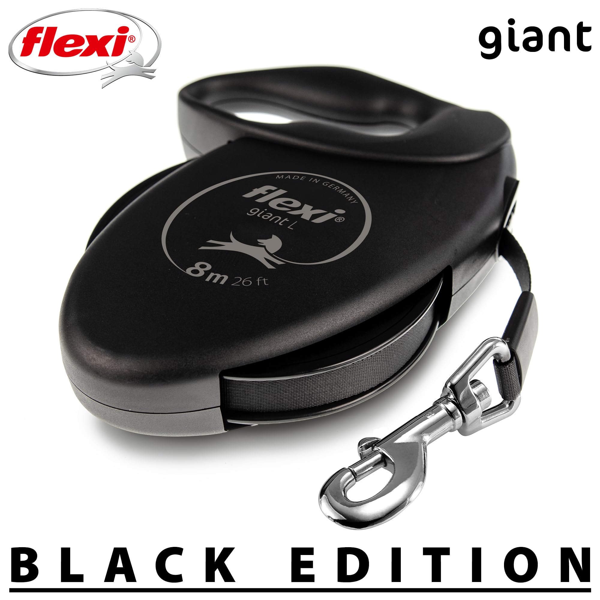 flexi Giant Black Edition Belt Retractable Dog Lead - 8m, Up to 50kg 3