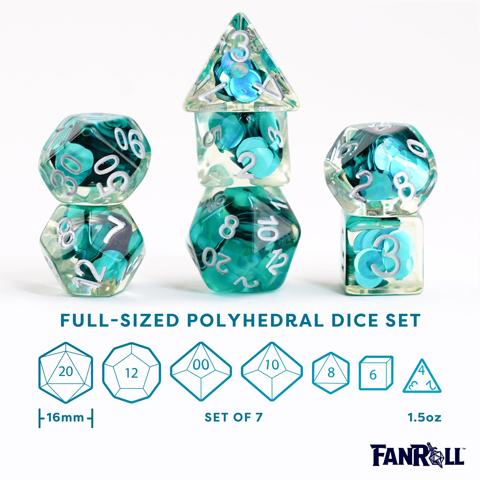 Metallic Dice Games Mermaid Scales 16mm Resin Polyhedral Dice Set 6