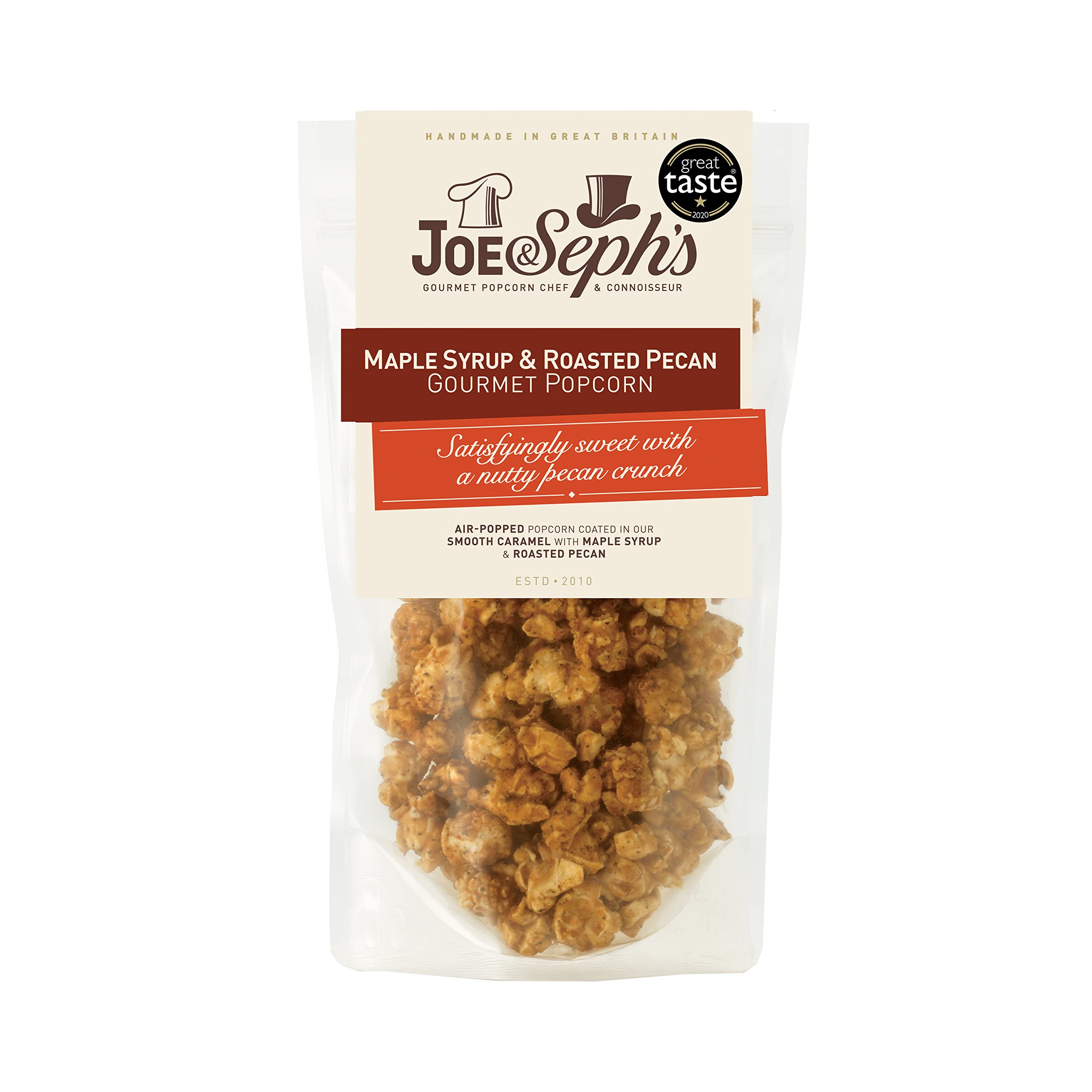 Joe & Seph's Maple Syrup & Roasted Pecan Gourmet Popcorn (80g) - Gluten Free, Vegetarian, Air-Popped Sweet Snack