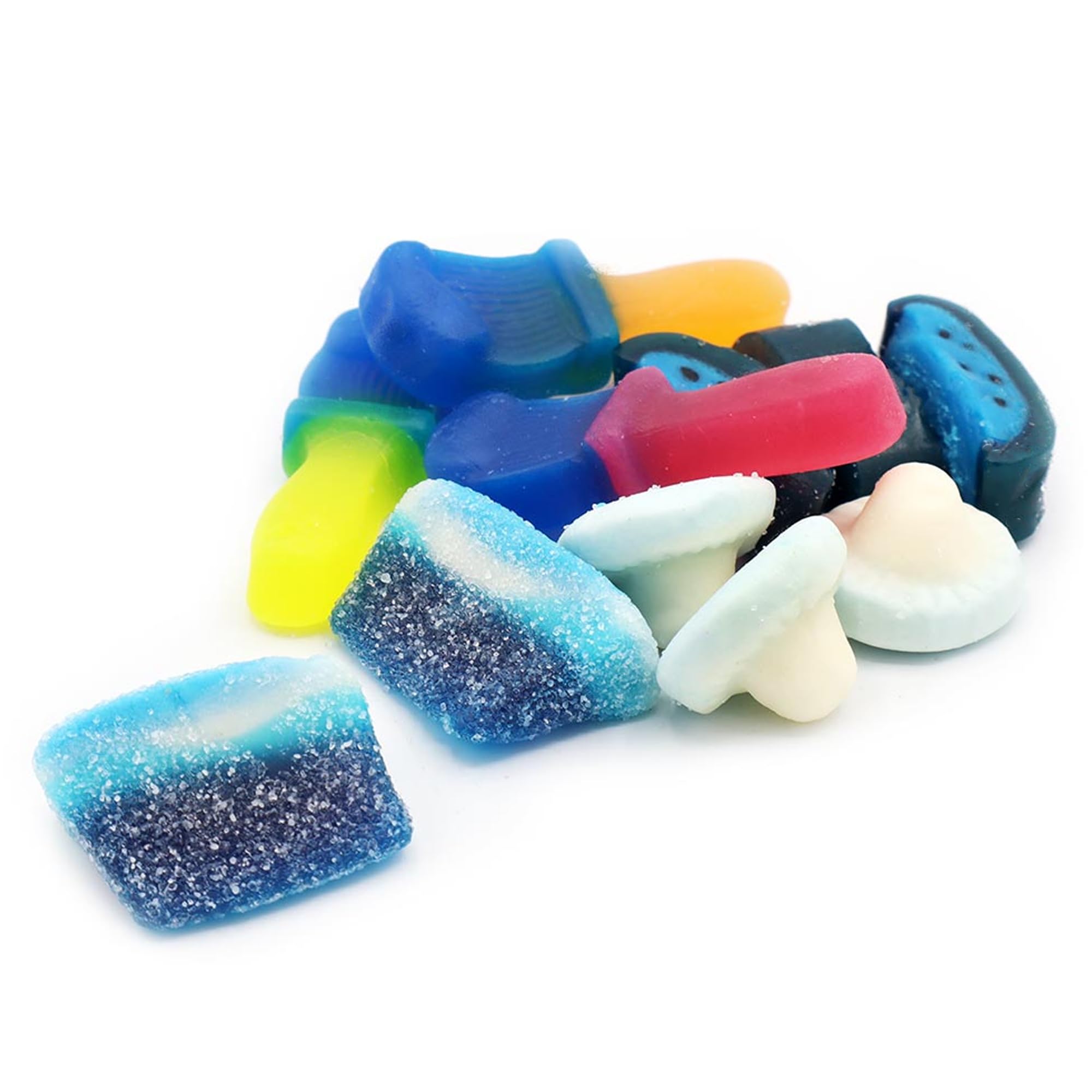 Bonds of London Pick 'n' Mix Station Blue Mix - 1 kg Bag of Fruit Flavoured Sour Gummies and Chewy Foam Sweets