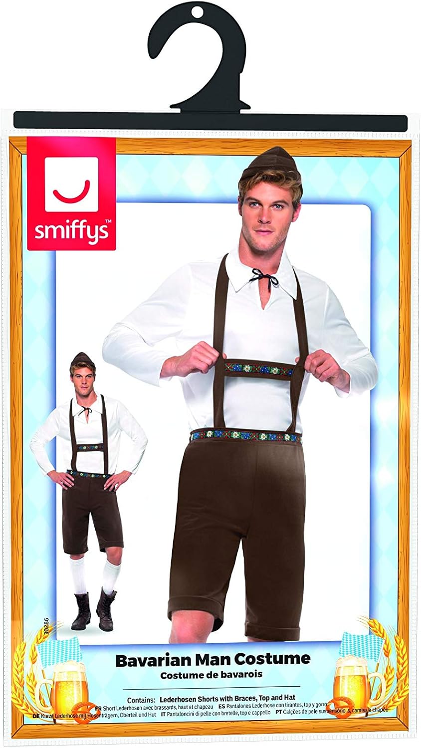 Smiffys Bavarian Man Costume - Lederhosen Shorts, Braces, Top and Hat, Size M (38"-40") 5