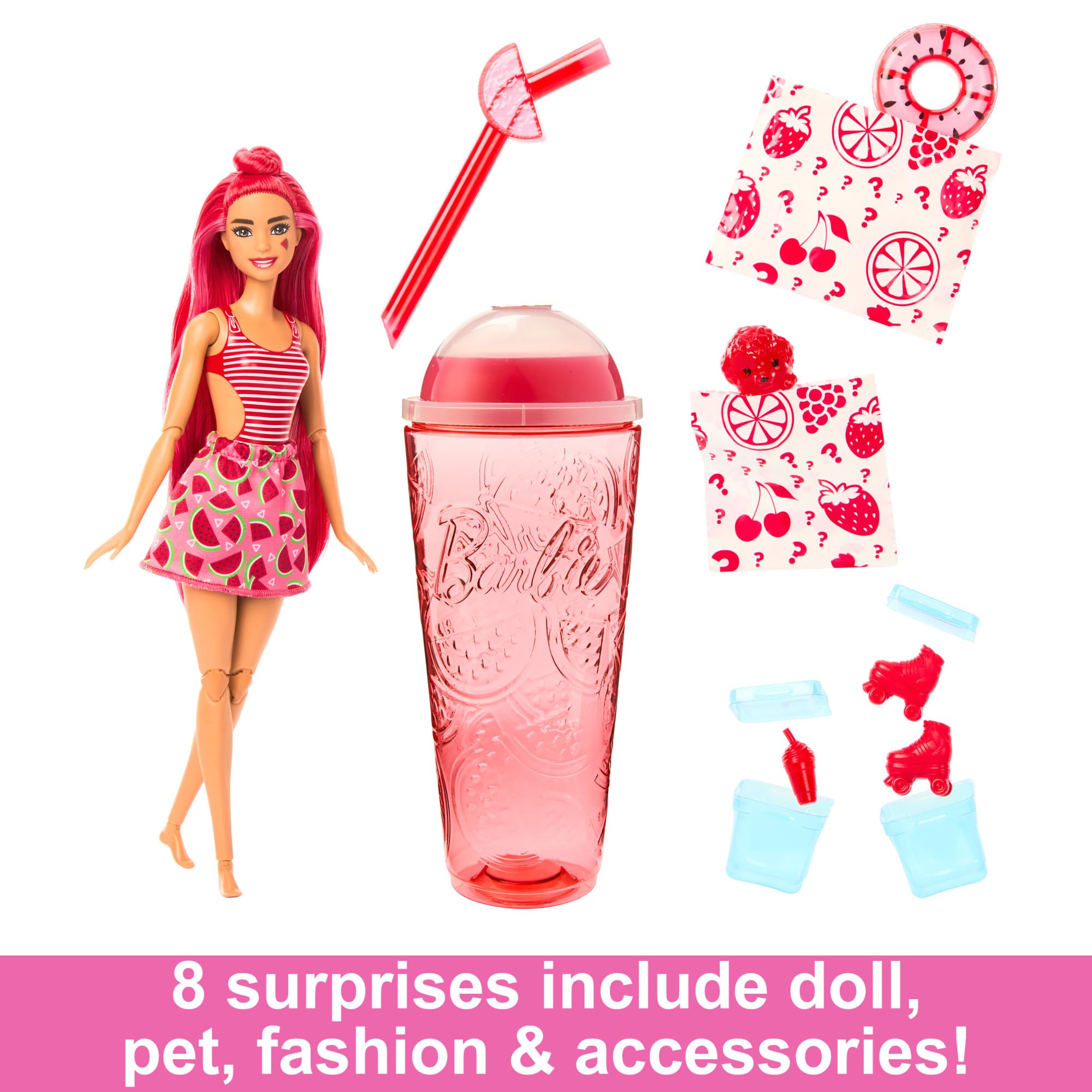 Barbie Pop Reveal Fruit Series Doll - Watermelon Crush with 8 Surprises, Slime & Color Change, Ages 3+ 6