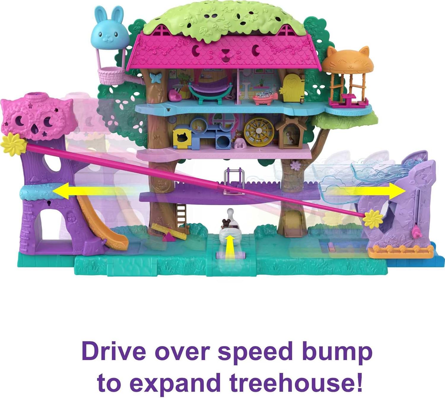 Polly Pocket Pollyville Pet Adventure Treehouse Playset - 5-Floor Treehouse with Micro Dolls & Swan Vehicle 3