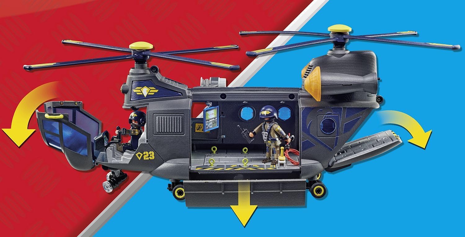 Playmobil 71149 Tactical Police Twin-Prop Helicopter - Light & Sound Vehicle Playset for Ages 5+ 3