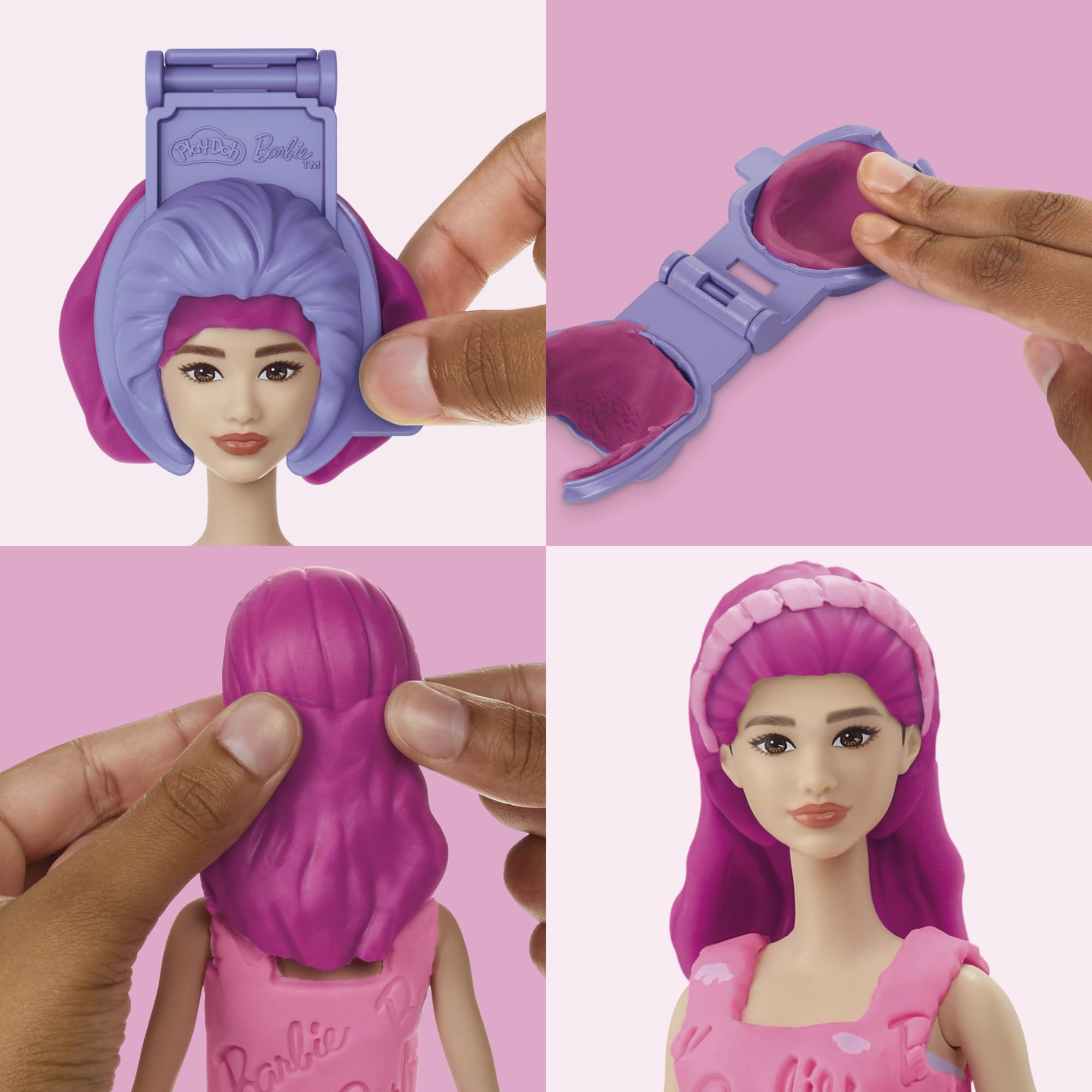 Play-Doh Barbie Hearts and Hair Doll Set - Fashion & Hair Styling Playset for Ages 5+ 6