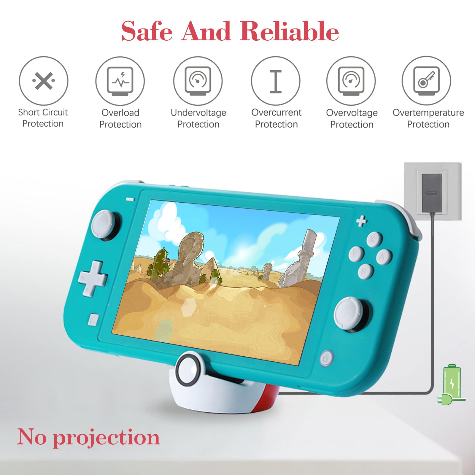 Antank Tiny Charging Dock for Nintendo Switch, Switch OLED & Switch Lite - Compact 45° Angle Charger Stand with Non-Slip Base 6