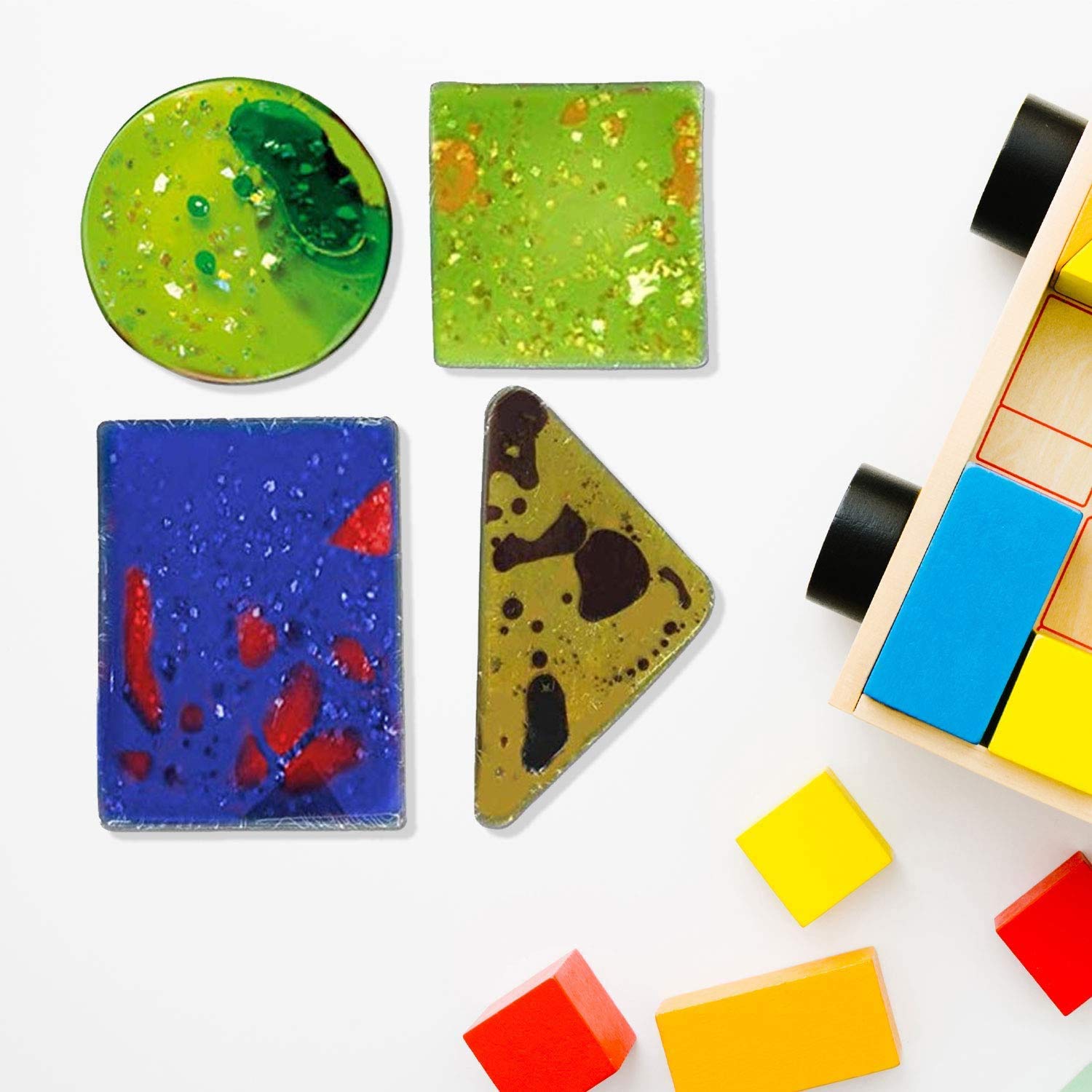 Sensory Gel Shapes with Glitter & Colourful Liquid - Squidgy Jelly Fidget Toy for Toddlers 24 Months+ 3